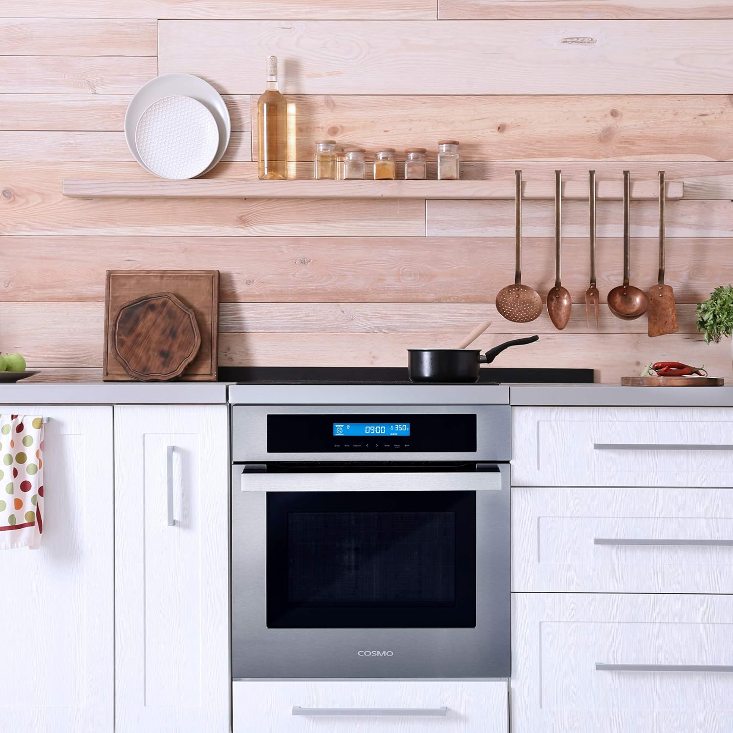 COSMO COS-C106SIX-PT 24 in. Lumin Collection 2.5 cu. ft. Electric Wall Oven, 8 Functions and True European Convection in Stainless Steel