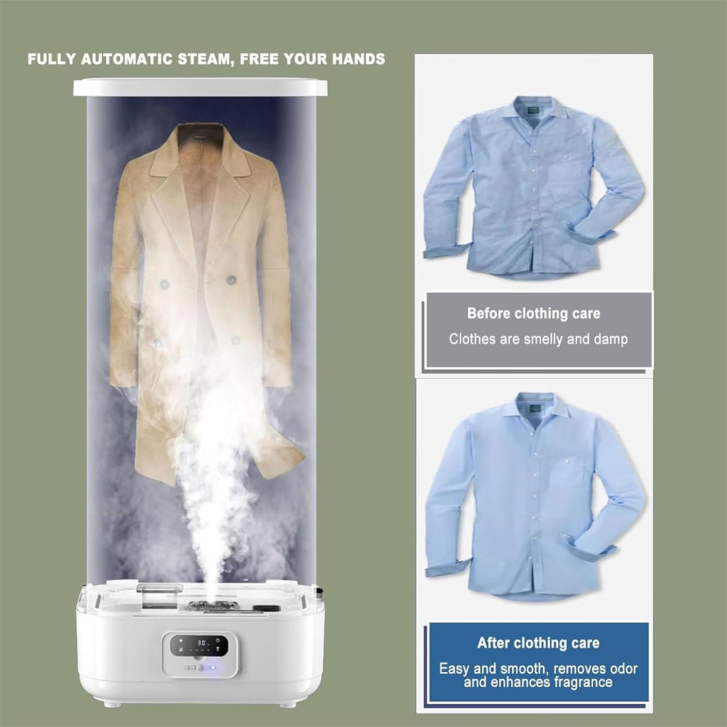 Garment Steamer, 900W Automatic Ironing Machine, Vertical Steam Clothes Dryer, Wireless/Steam Closet/Folding Clothes Machine, for Clothes & Fabric, Quick-Drying Steam