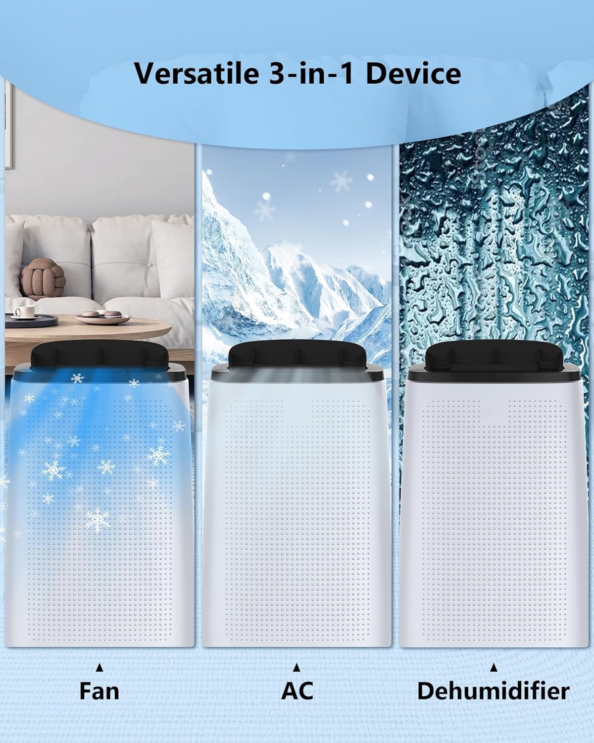 14,000 BTU Portable Air Conditioner (AC) for 750 Sq Ft Rooms – 3-in-1 Cooling, Dehumidifier & Fan w/Self-Evaporative Tech (No Drain). Sleep Mode + Auto-Swing. Includes Remote & Window Kit. Easy Insta