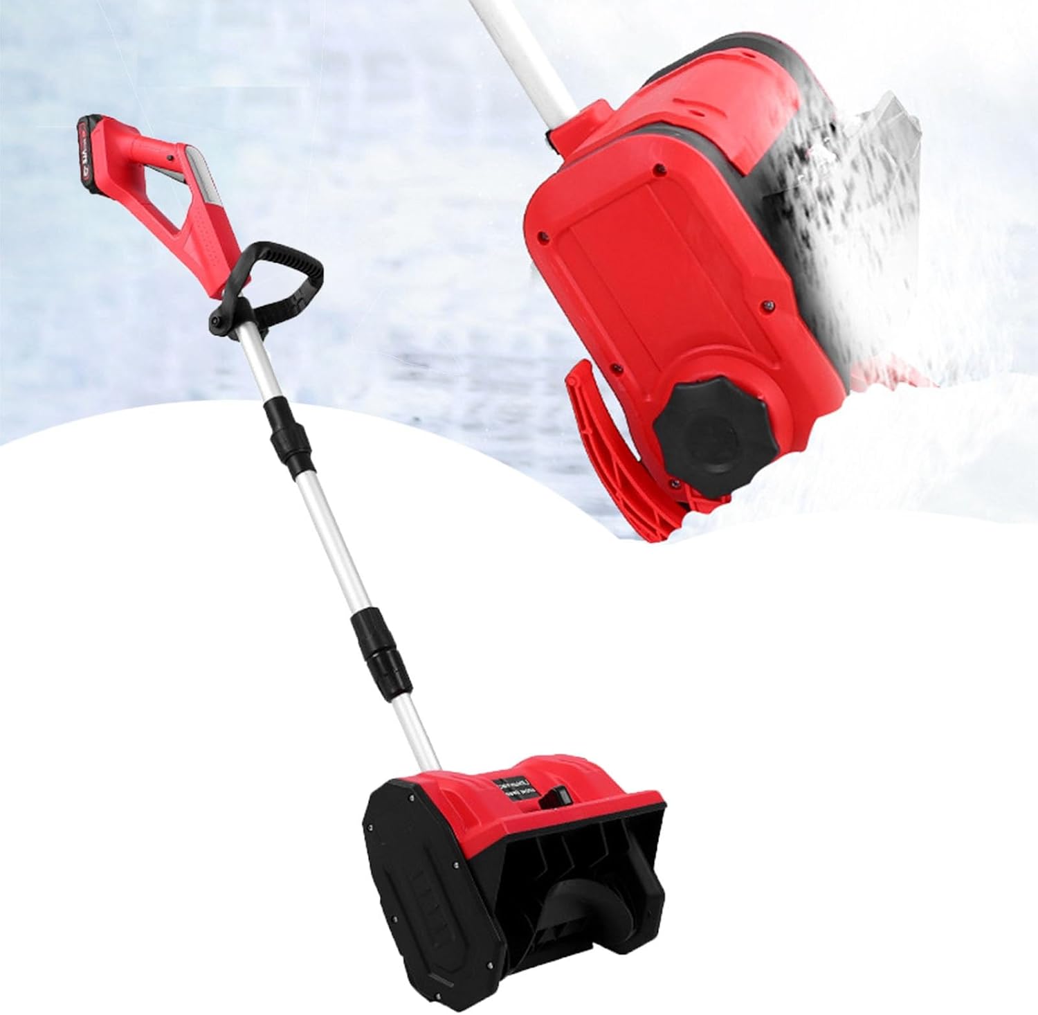 Cordless Snow Shovel, 21V Electric Snow Blower, 12-Inch Snow Shovel with Can Work Continuously for 1 Hour, Quick Charger, Foldable Snow Removal Tool for Driveway & Patio