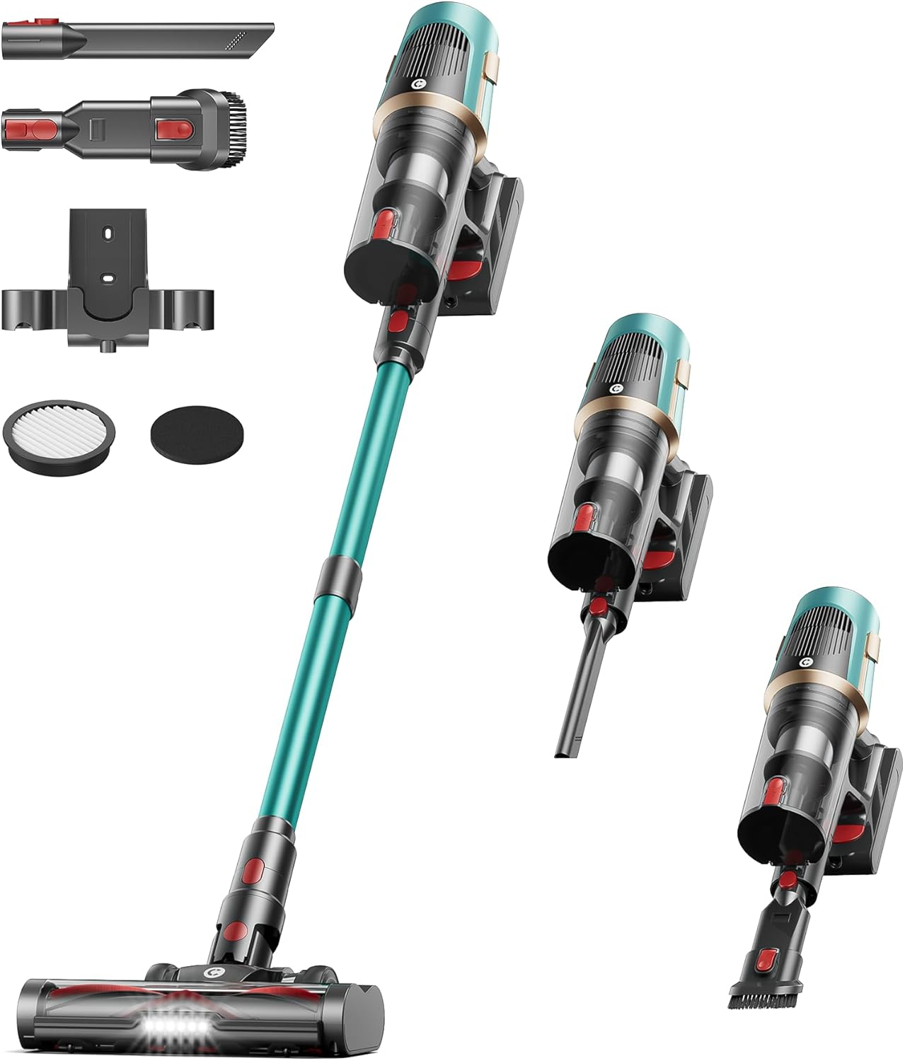 Cordless Vacuum Cleaner, Upgraded 580W/48KPA/65Mins Vacuum Cleaners for Home, Self-Standing Stick Vacuum with LED Display, Lightweight Anti-tangle Wireless Vacuum for Pet Hair/Carpet/Hard Floors