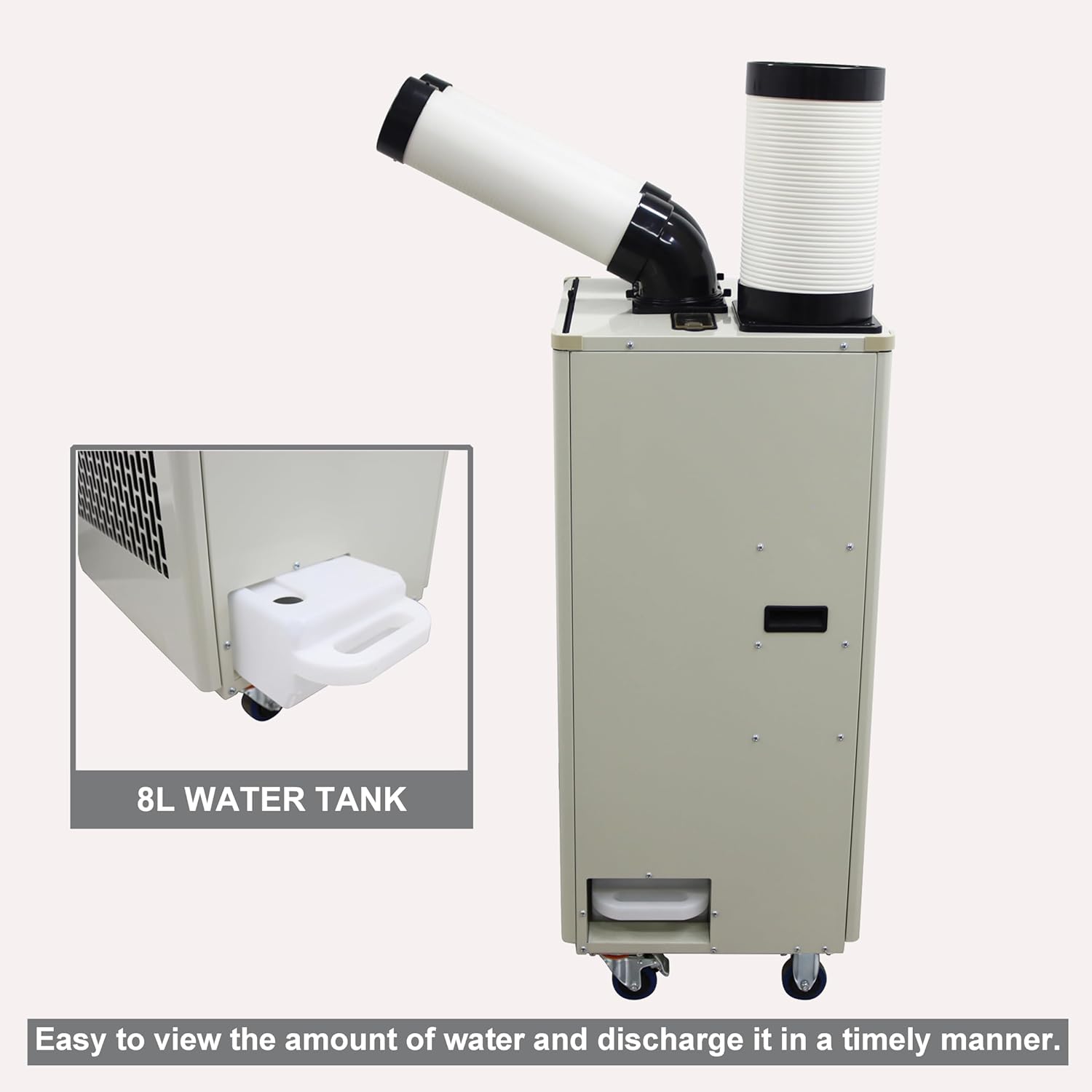 TECHTONGDA Industrial Spot Cooler Air Conditioner Commercial Mobile Outdoor Cooling Machine Aircon Double Outlets 780m³/h 15400BTU/h 220V White