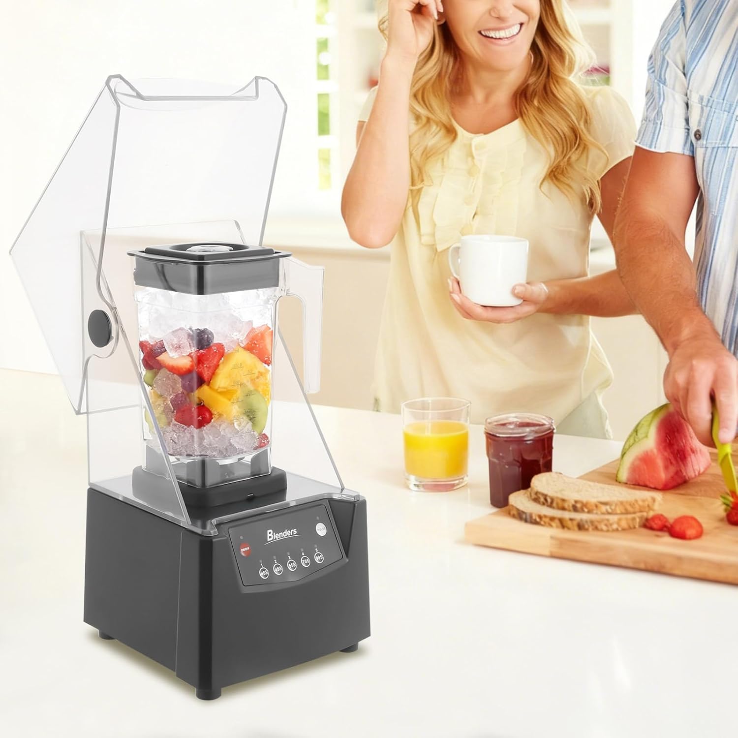 1.8L Soundproof Smoothie Machine, 2600W Commercial Smoothie Maker Professional Countertop Blender with Quiet Sound Enclosure for Shakes, Fruit Food Mixer Soy Milk Juicer Processor