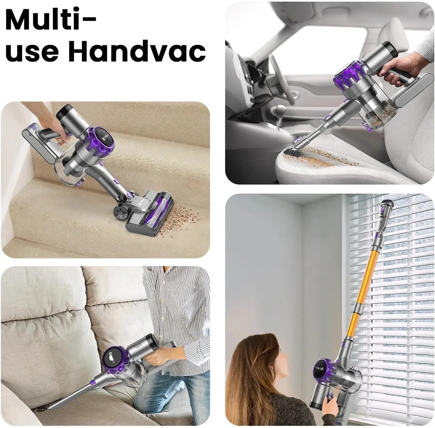 Compatible With UMLO S3P Cordless Vacuum Cleaner, 30Kpa Powerful Suction With 55Mins Runtime, LED Display Handheld Stick Vacuum(S3P Purple)