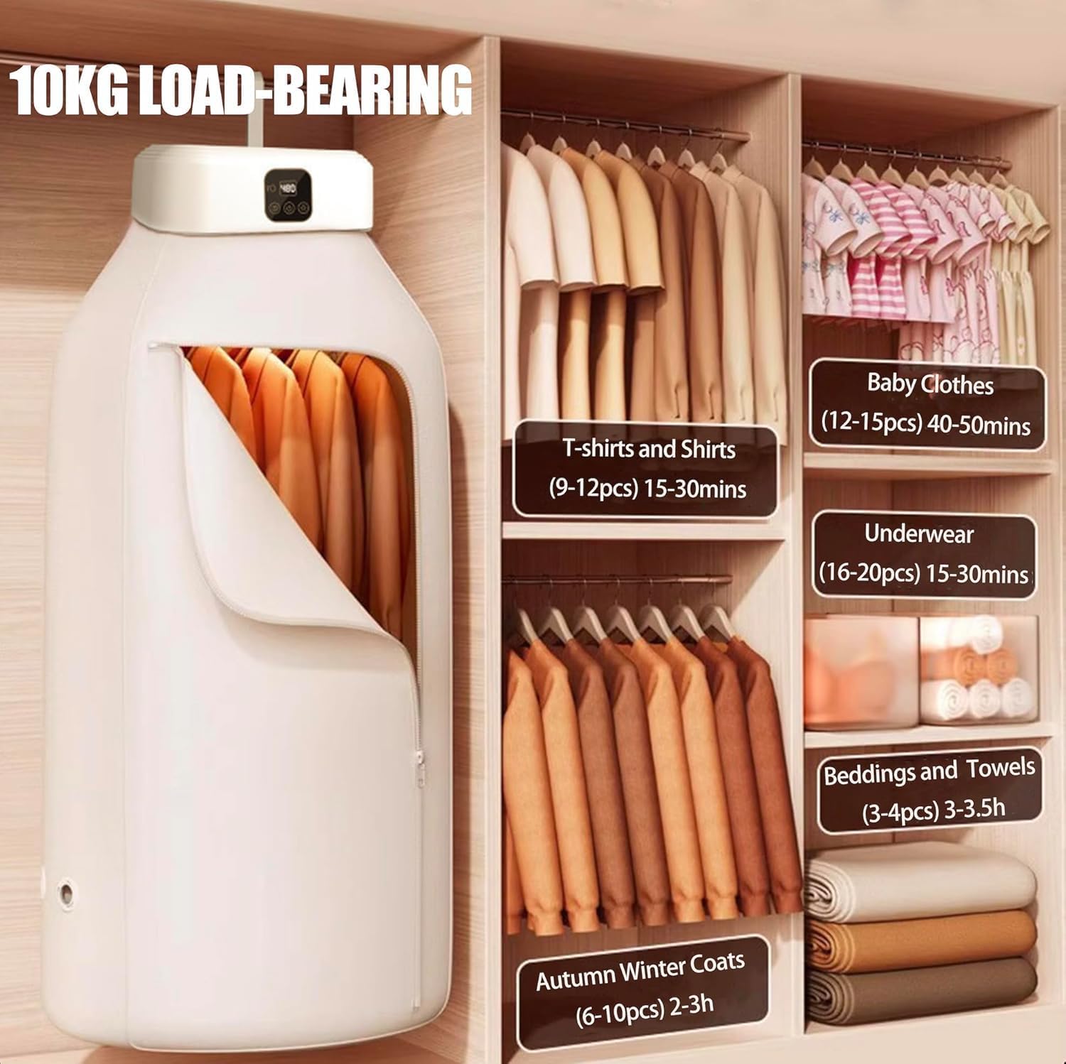 Mini Laundry Dryers with Remote Control, Small Compact Foldable Electric Drying Machine with Dry Bag for Travel,RV