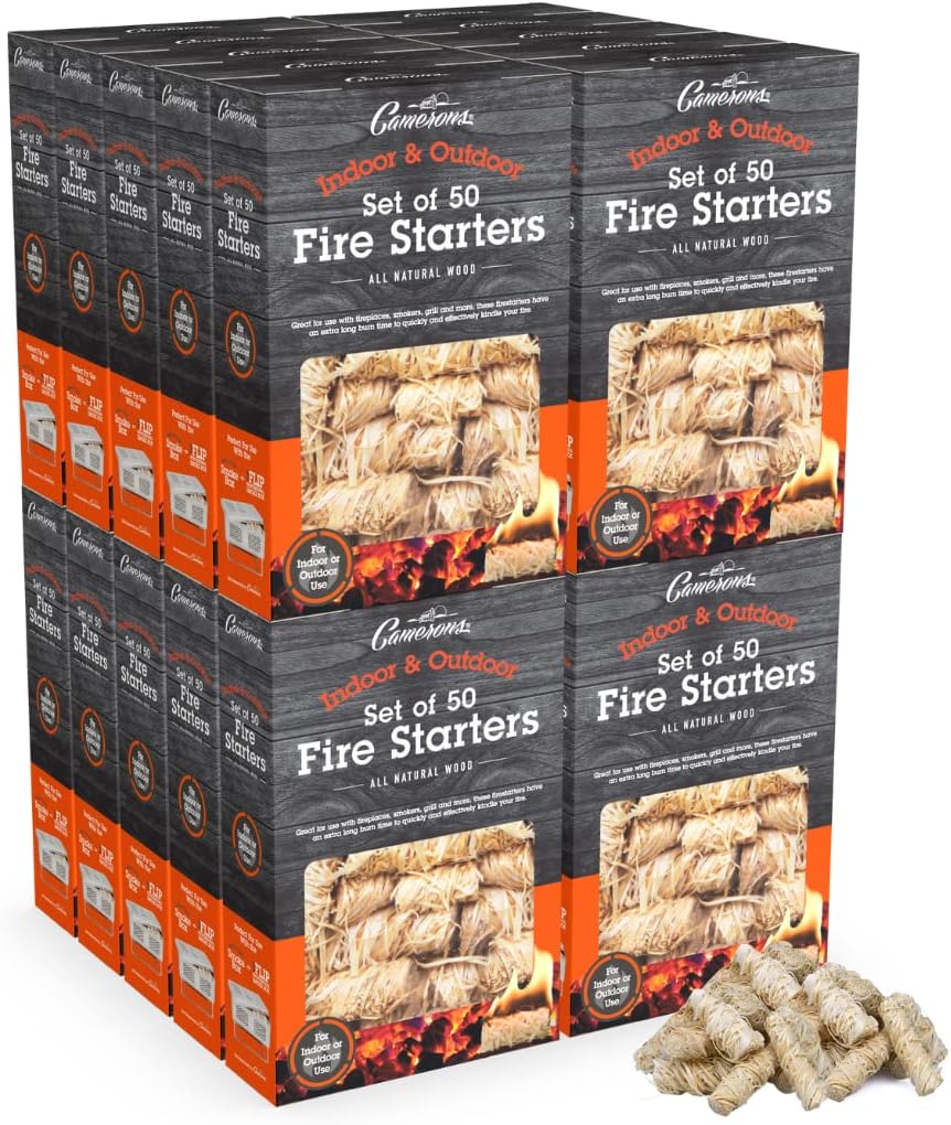 All Natural Fire Starters (1000 Pack) Unique Design Lights Quick & Easily with No Flare Up - Indoor Outdoor Use for Barbecue Charcoal Grill, Campfire, Pellet Stove, Firewood - Great BBQ Accessory Gift