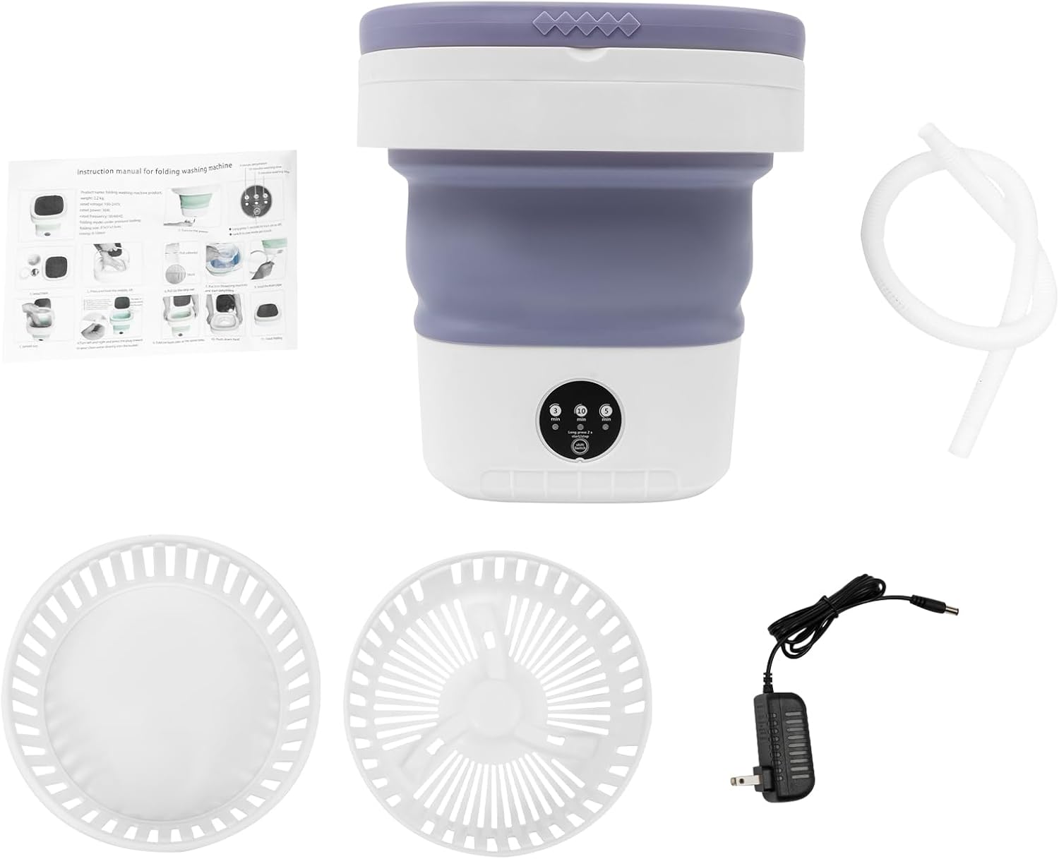 Portable Washing Machine, 12L Mini Foldable Washer with 3 Modes Deep Cleaning for Underwear Small Items Apartment Dorm RV Travel laundry (Purple, 12L)