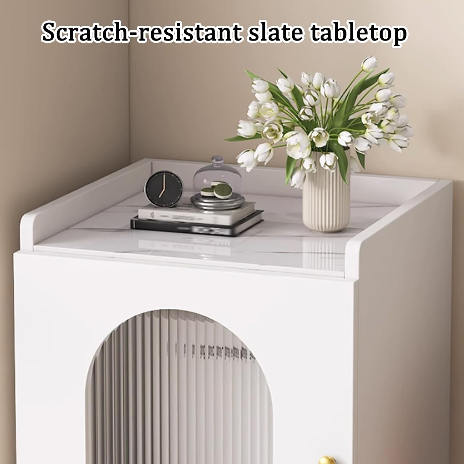 Robot Vacuum Stand Cabinet, Hidden Cabinet for Sweeping Robots, Robot Vacuum Storage Cabinet with Wheels, Side Table with Drawer and Doors(Champagne,19.6x15.7x29.5'')