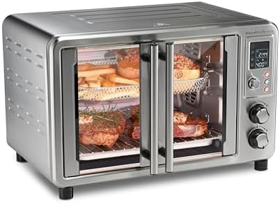 Hamilton Beach Sure Crisp 6-in-1 XL Digital Air Fryer Toaster Oven Combo, With Easy-Access French Doors, Bake, Broil, Toast, Pizza & Reheat Functions, 0.9 cu. ft. Capacity, Stainless Steel (31191)
