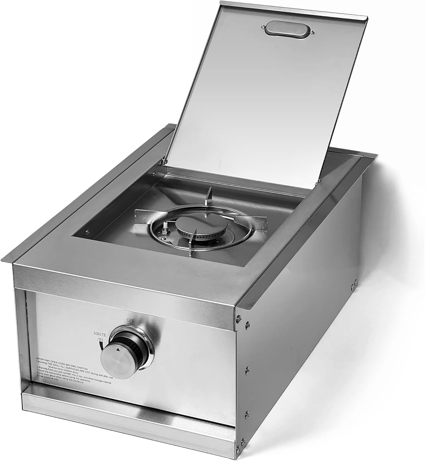 Propane Outdoor Kitchen Grill - 12,000 BTU/h Built-In Stainless Steel Single Side Burner | Robust BBQ Gas Grill for Camping, Patio | Home Improvement, Propane Burner for Outdoor Cooking