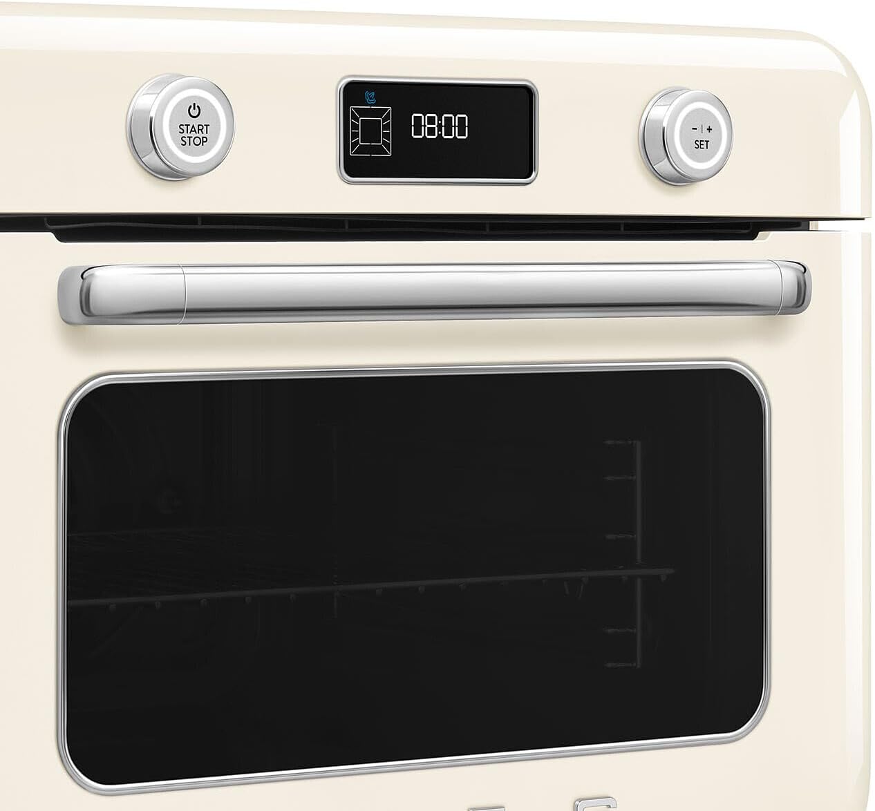 SMEG COF01Countertop Combi Oven - Multi-Function Grill, Air Fry, Steam, Bake, Convection, Defrost, and Warm, 10 Cooking Functions - Made In Italy (Cream)