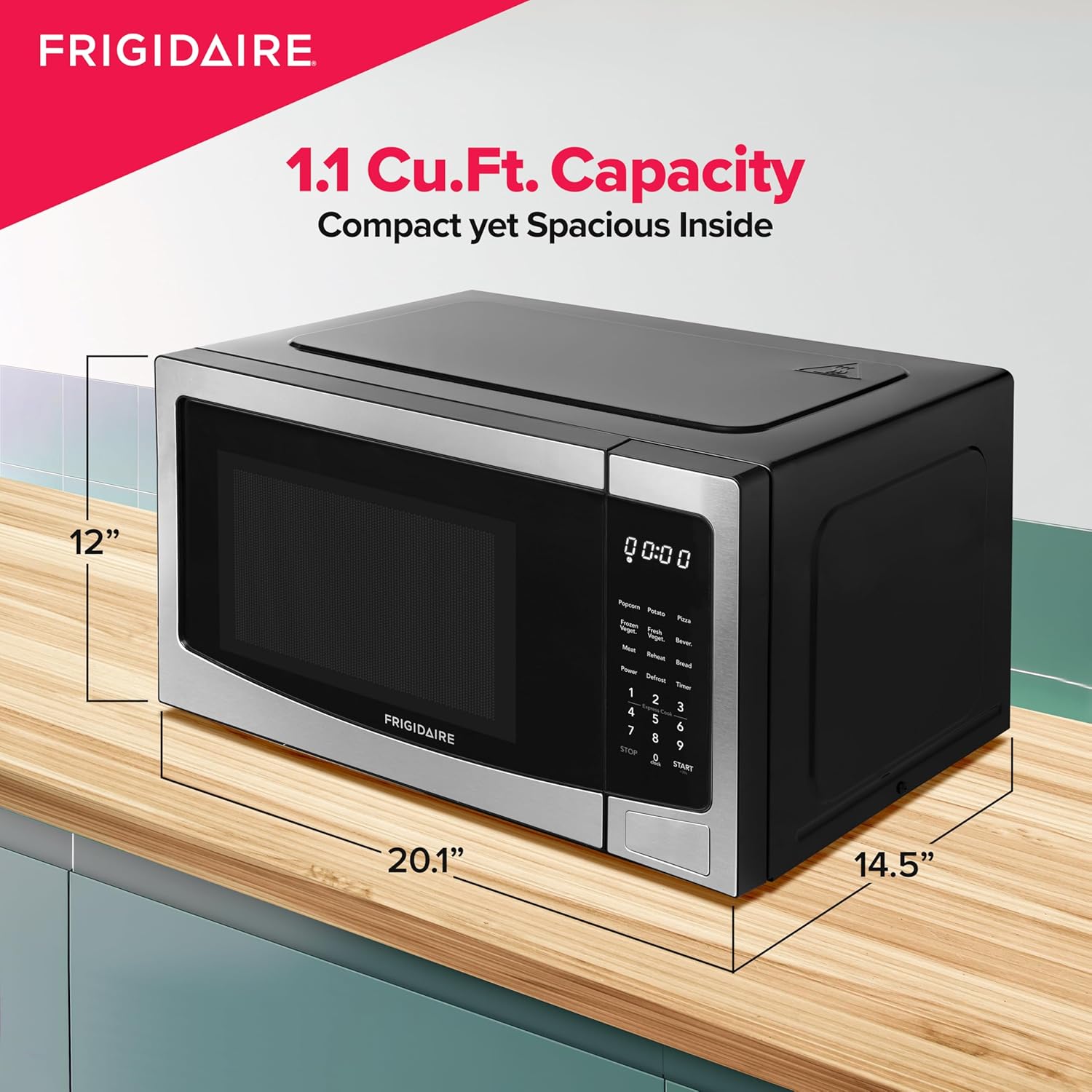 FRIGIDAIRE Stainless Steel Microwave Oven, Multi Function, Programmable, 1.1 Cu Ft 1000-Watt