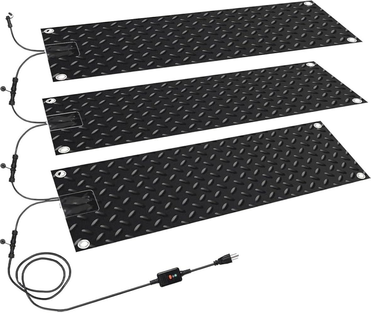 Heated snow melting mat with timer for entrance - 3 pieces, heated snow melting mat for stairs, outdoor heating mat, heated snow melting mat, anti-slip electric heating foot mat ( Color : 3 Pcs , Size