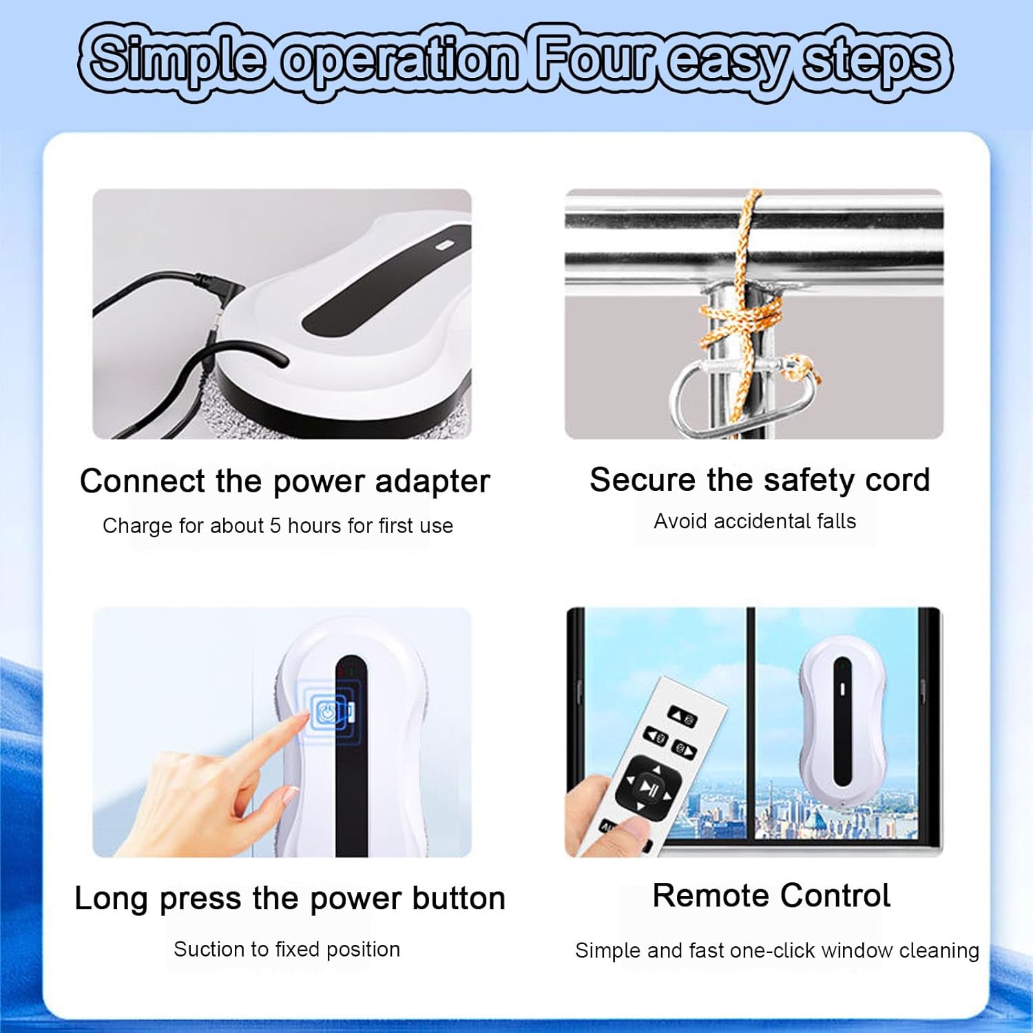 Window Cleaner Robot, Automatic Water Spray Robot Window Cleaning Tool, Double Suction Cup Suction, 5600Pa Powerful Suction, Suitable for Indoor and Outdoor Window Glass,Yellow