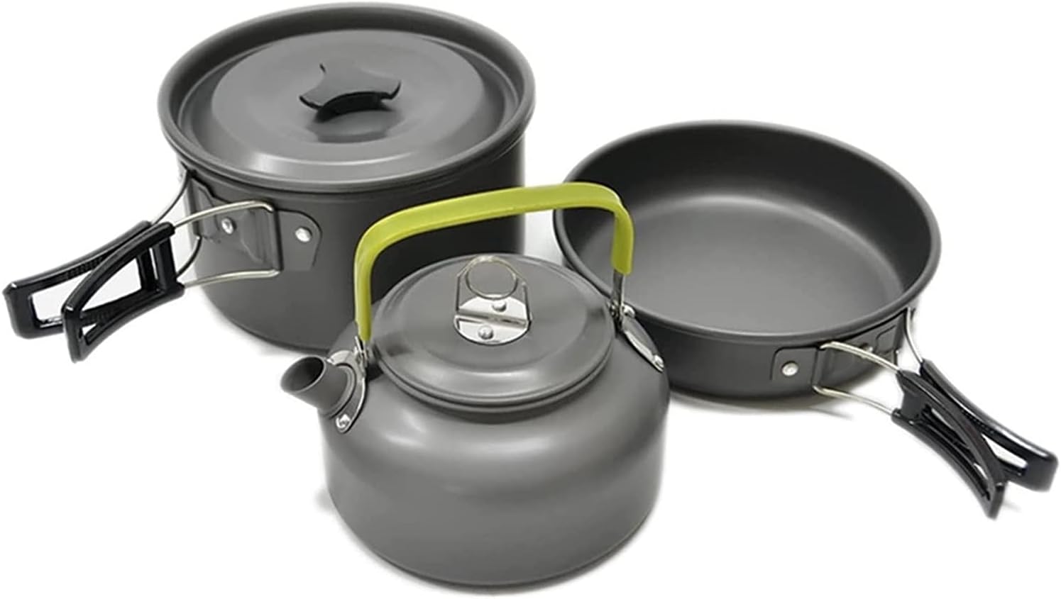 Light Aluminum Alloy Camping Cookware Utensils Outdoor Cooking Teapot Picnic Tableware Kettle Pot Frying Pan 3pcs/Set