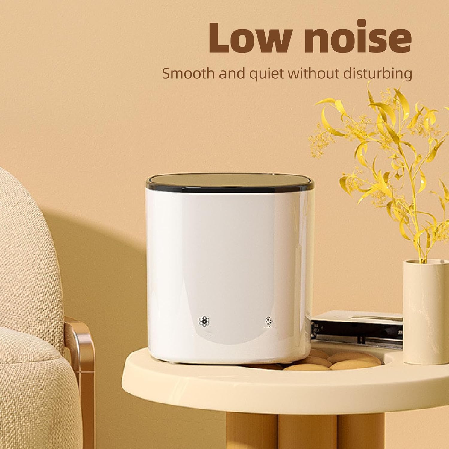 Portable Washing Machine Large Impeller Powerful Motor Upgraded Washing Performance Small Laundry Washer Blue Light Design Mini Washer with Abs Material for Apartment Home (White)