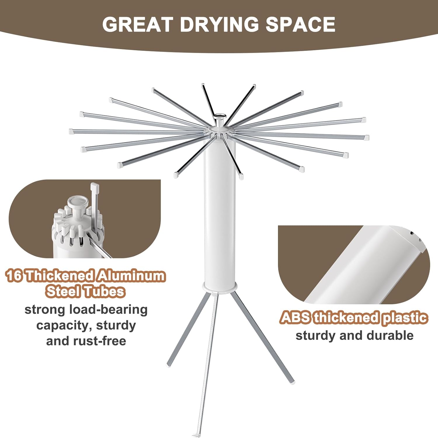 Drying Rack Clothing, Collapsible Drying Racks for Laundry, Portable Drying Rack, Indoor Clothes Drying Rack with 16 Adjustable Aluminum Poles, Clothing Dry Rack for Outdoor, Laundry Room, Indoor.