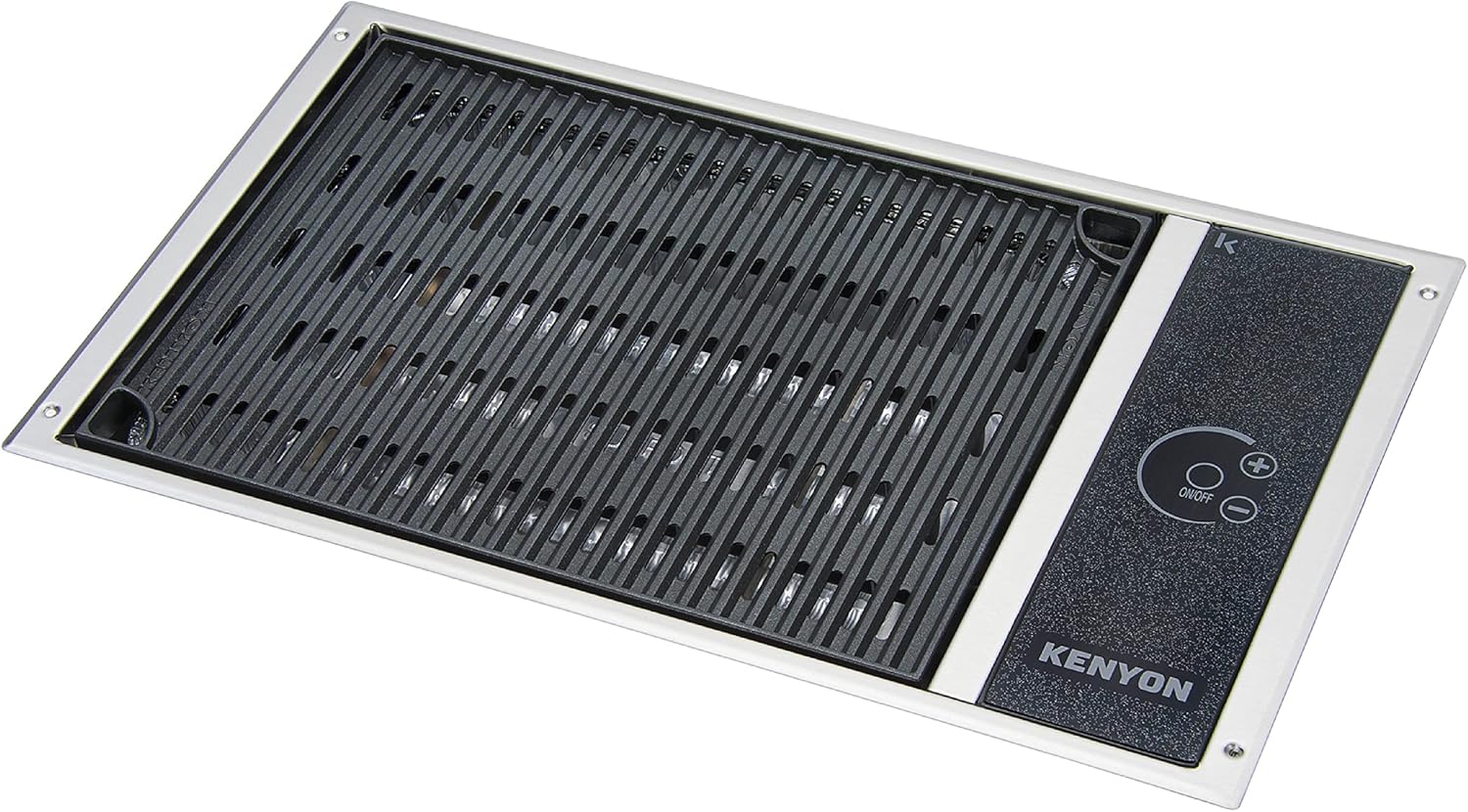 Kenyon No-Lid Built-In Electric Grill, Stainless Steel Grill With Single Burner, Quick Heat Up, Digital Touch Panel, UL-Approved For Indoor And Outdoor Use, Dishwasher Safe Grate, 120V