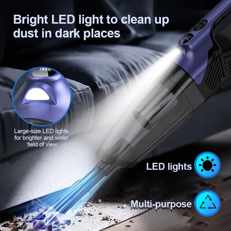 Handheld Vacuum Pet Hair Cordless 10400mah High Power Car Couch Vacuum Rechargeable Portable Hand Held Vacuum Cleaner Machine for Car Home Office & Pet