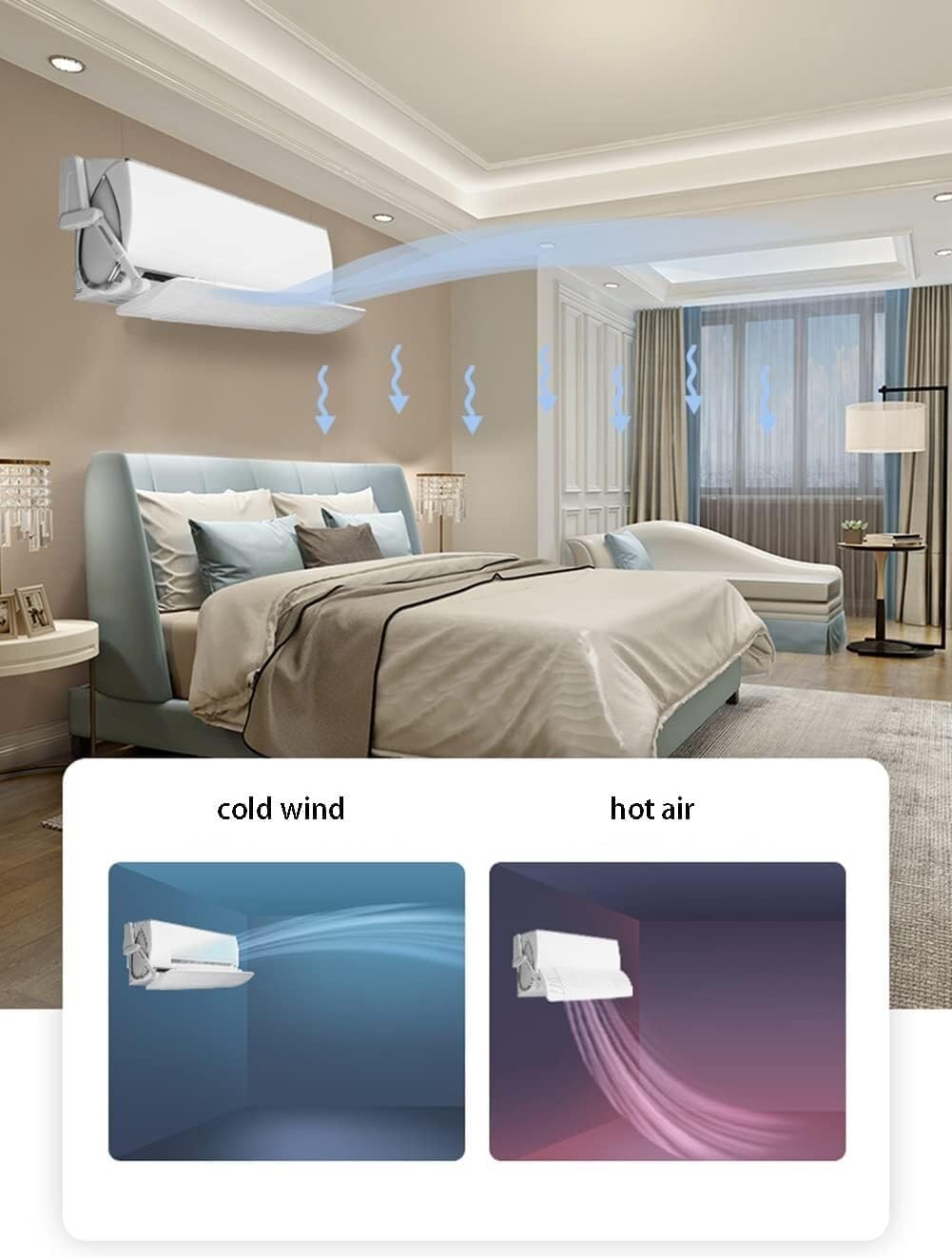 Air Conditioner Deflector - Retractable Windscreen for Wall Mounted Units, Prevents Direct Blowing, Home and Office Air Conditioner Accessory