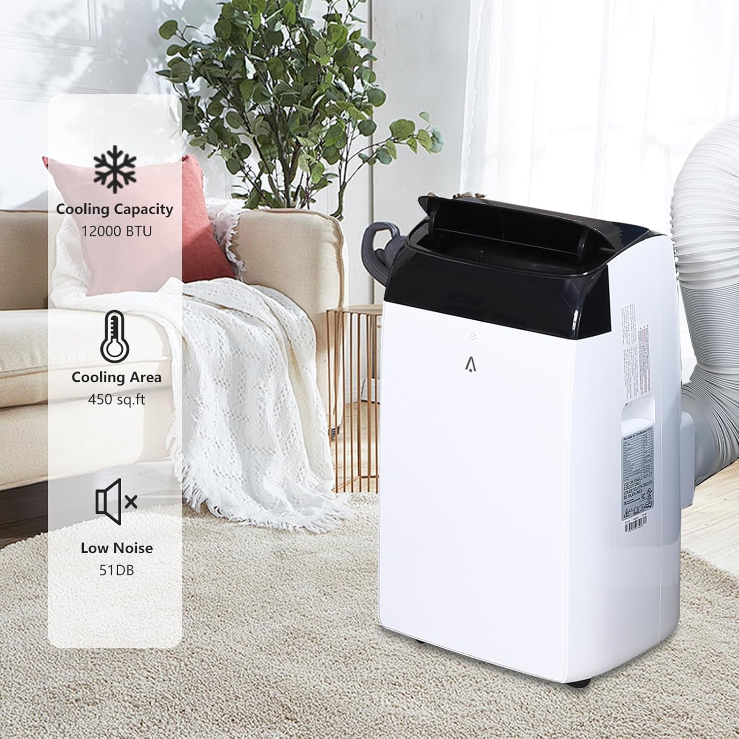 12000Btu Portable Air Conditioner with LCD Display Remote Control, Cooling Up to 550 sq.ft.3 in 1 AC Cooling, Dehumidifier, Fan for Bedroom, Office