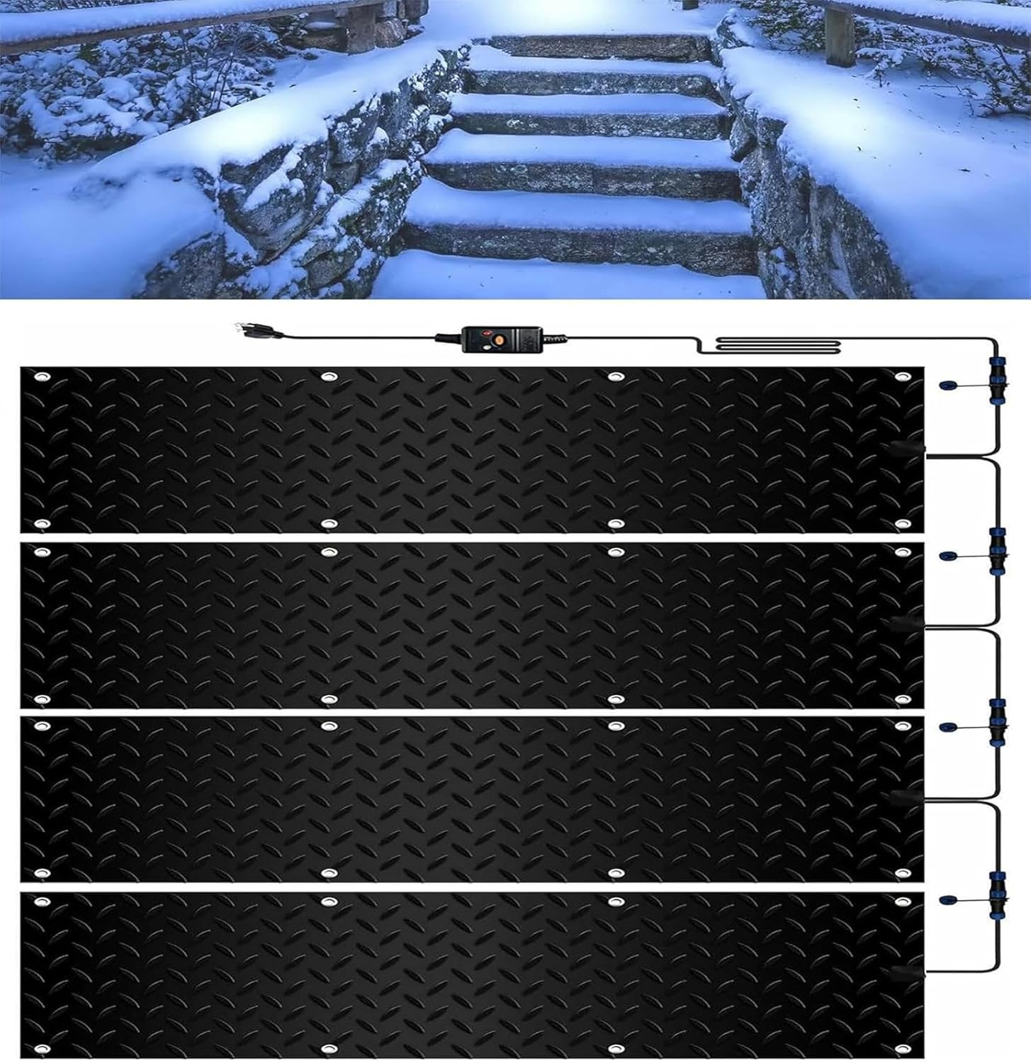 AMNOOL Snow Melting Walkway Mat Roof Heat Panel for Ice Dams Non Slip Rubber Heated Mat Black Roof Heated Outdoor Mats for Winter