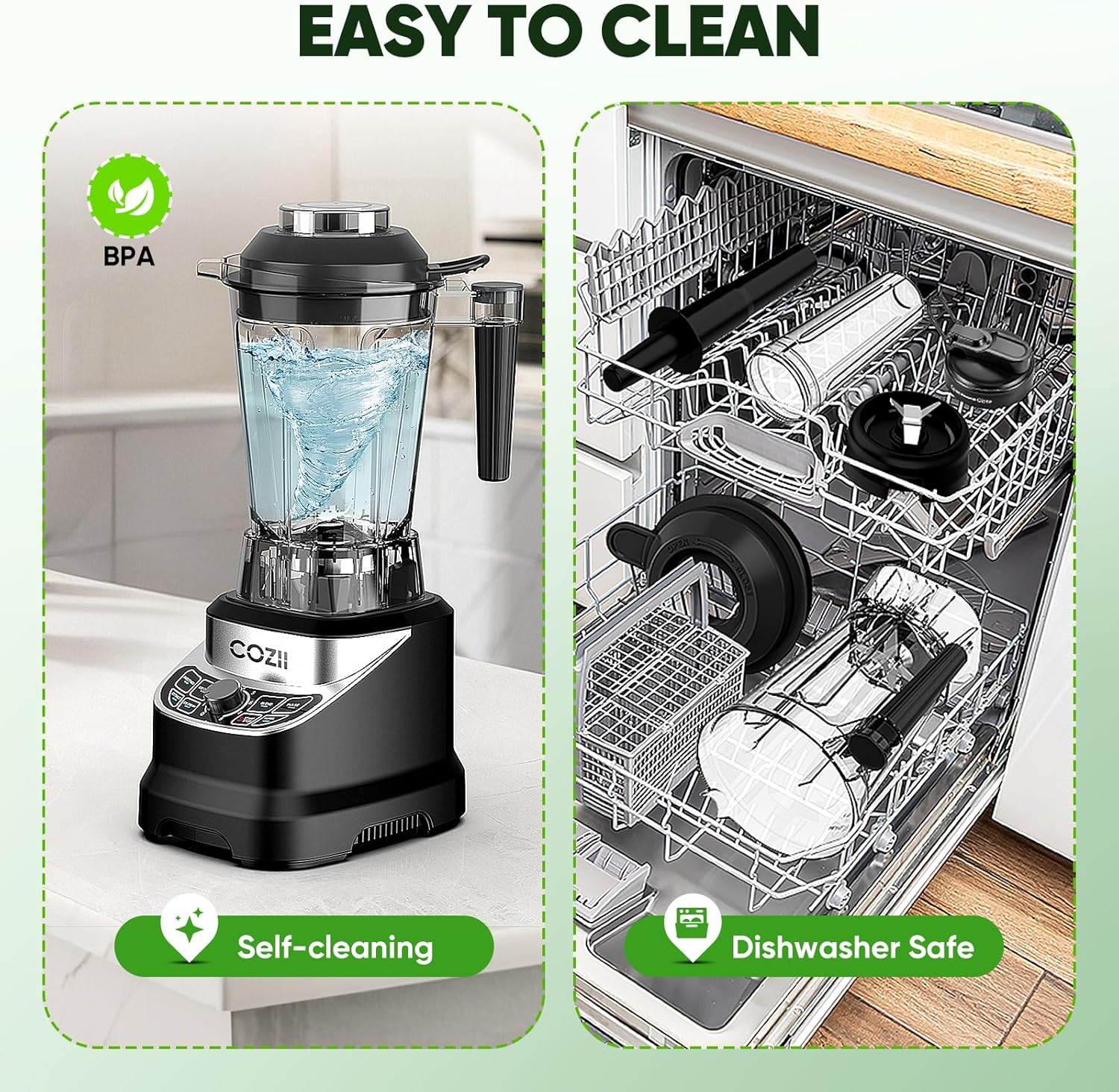 Professional Blender 2000W, Smoothie Countertop Blenders for Kitchen,7 Preset Programs for Ice Crush/Frozen Drinks/Dips/Nut Butter, High Speed, Dishwasher Safe (Dark)