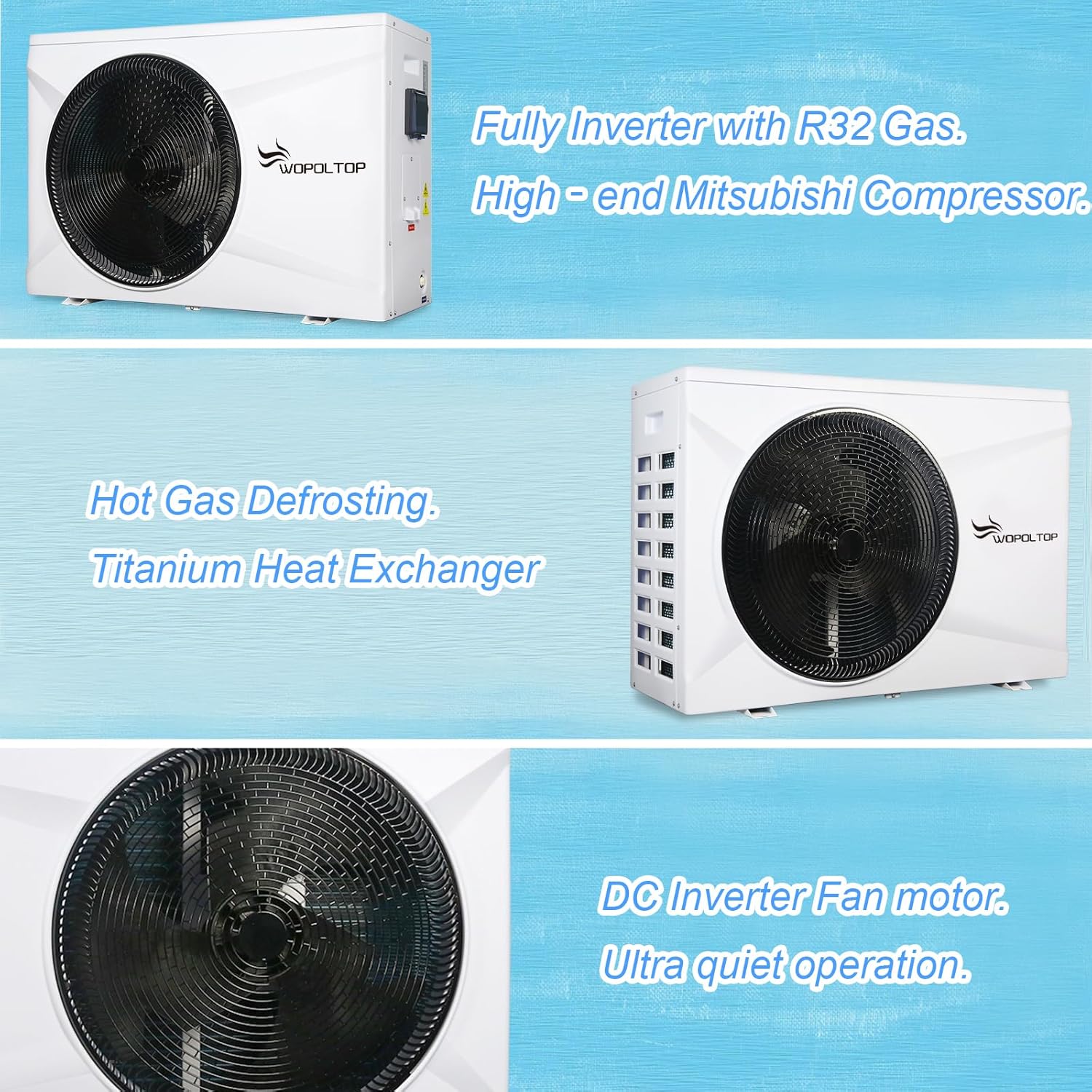 Full DC Inverter Pool Heat Pump 58,000 BTU for Swimming Pools, 17KW Electric Pool Heater with WiFi Smart Control via APP, Dual Function of Heating and Cooling, 220-240V, up to 14,000 Gallons