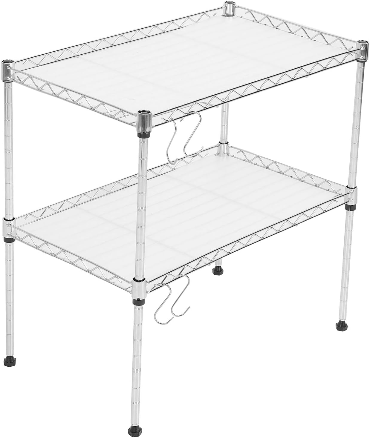 Microwave Rack Double Layer Adjustable Over Microwave Shelf for Kitchen Storage with Carbon Steel Multifunctional Countertop Stand