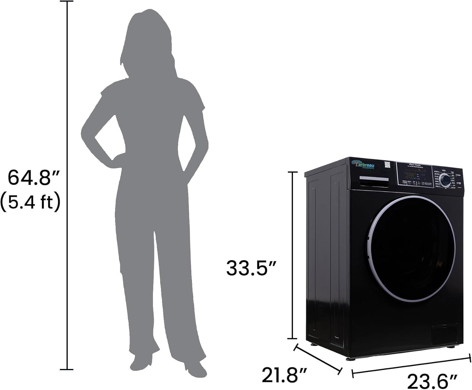 1.6 cu.ft. CONVERTIBLE Compact Combo Washer Dryer with Pet Cycle (Black)