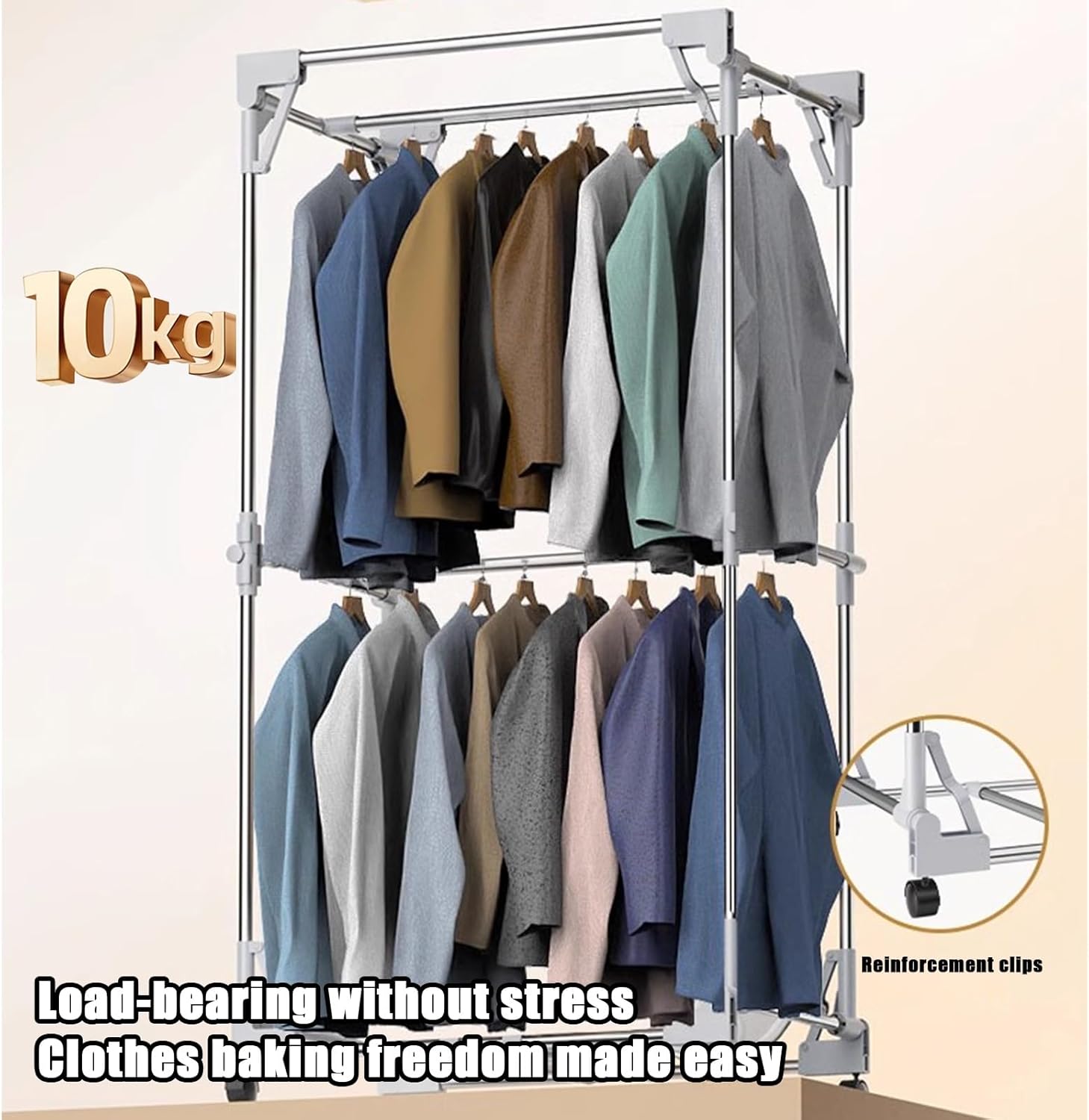 Clothes Dryer 220V/50Hz Foldable Portable Electric Household Folding Clothes Dryer,Rotary Button Adjustable Timer,Low Noise,Suitable for Home,Laundry Room and Apartment