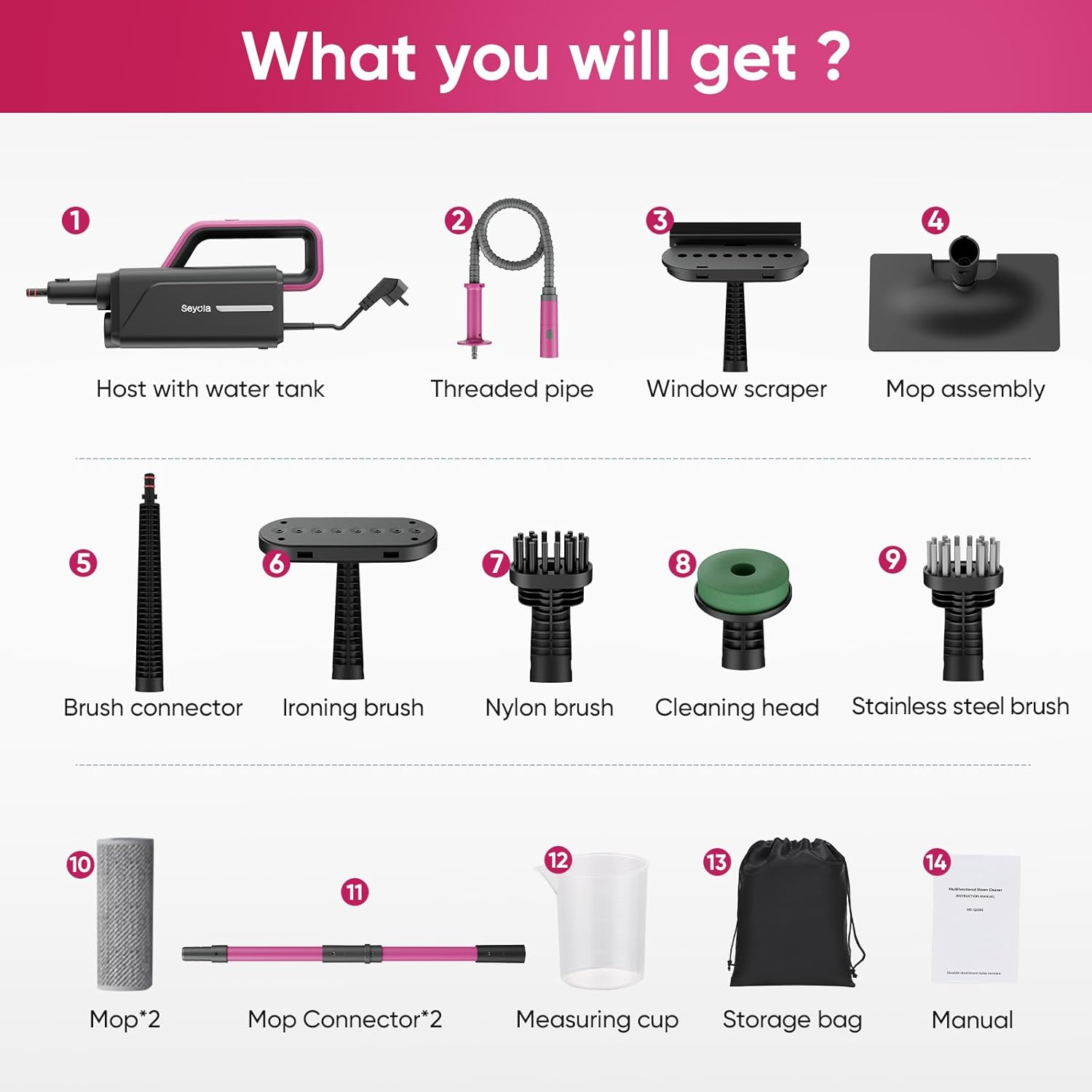 Steam Mop for Floor Cleaning, Steam Cleaner for Home with Handheld 6-in-1 Multi-function Attachments for Hardwood Floors, Clothes,Windows,Tiles Grout,Furniture