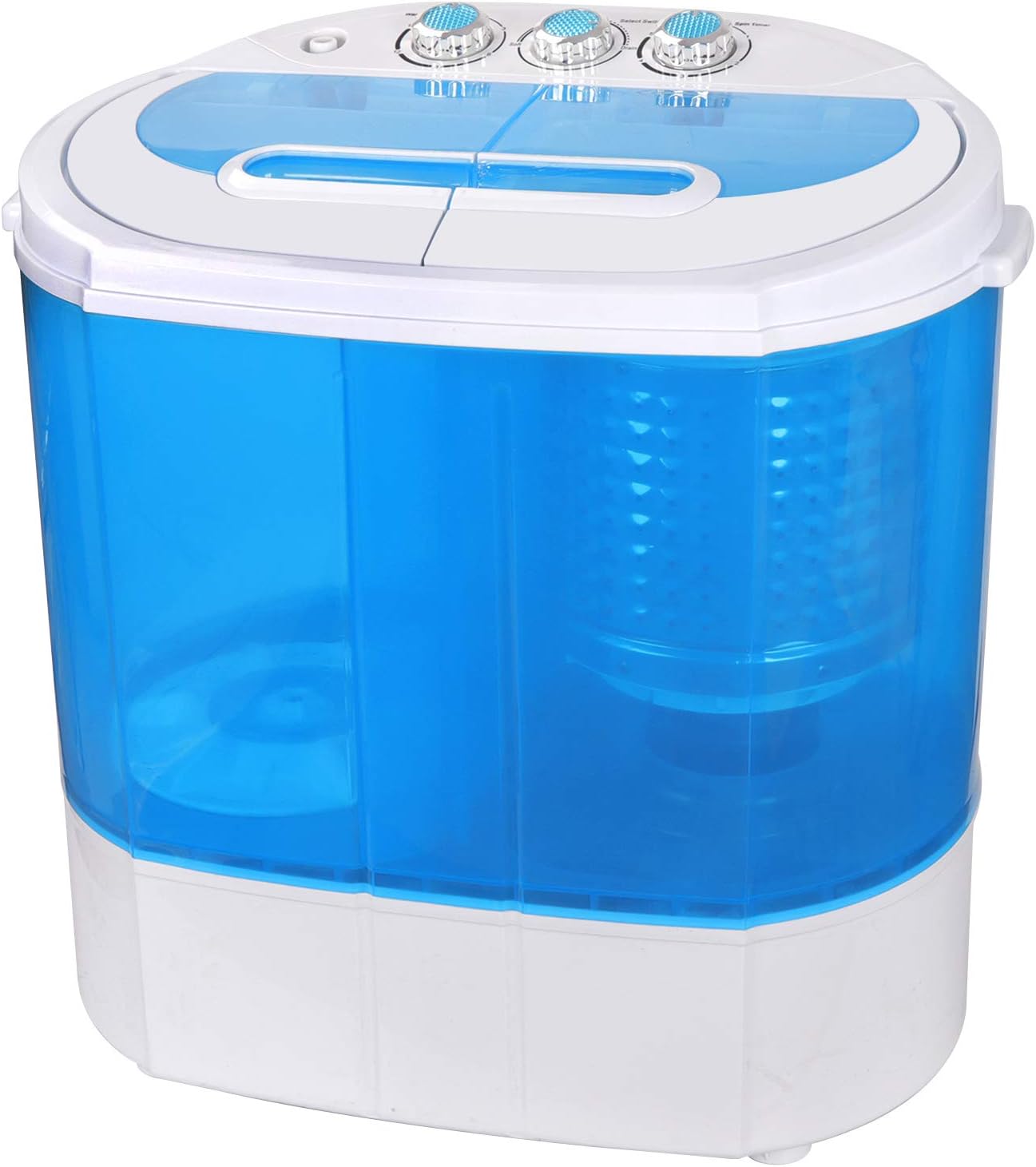 SUPER DEAL Small Portable Washing Machine 9.9lb Mini Compact Washer Twin Tub Laundry Machine Top Load Spinning and Washing Combo 6.57 FT Inlet Gravity Drain Hose