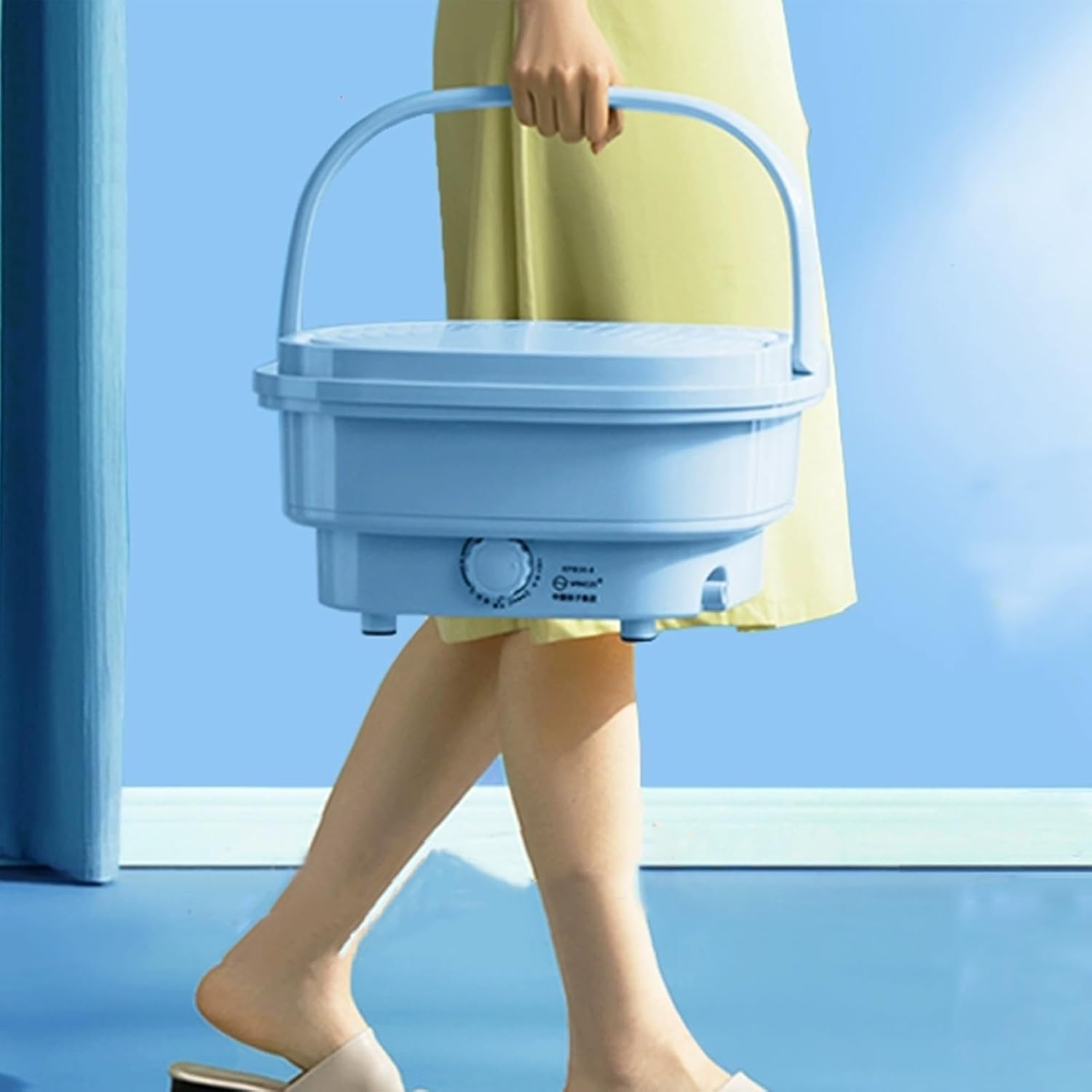 Portable Washer Machine, Foldable Mini Washing Machine, Small Washing Machine with Dryer, Travel Washing Machine, for Baby Clothing, Underwear, Camping, RV Travel(Blue)