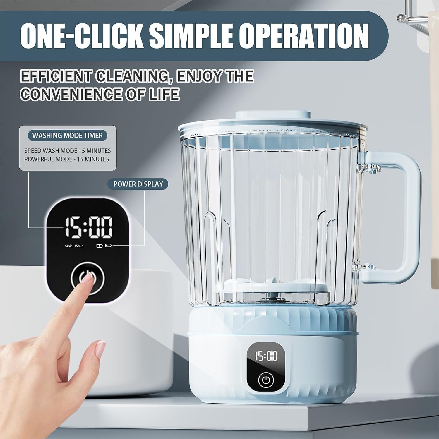 Underwear Washing Machine, Upgrade 2.5L Mini Portable Washing Machine, Mini Washer Deep Cleans Small Clothes for Apartment, Dorm, RV, Travel & Hotel Use (Blue)