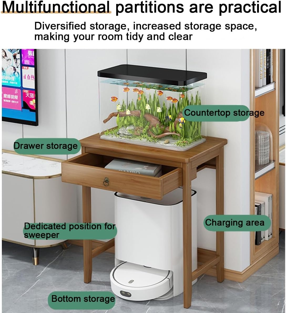 Storage Rack for Robotic Vacuum Cleaners, Household Mopping Robot Rack, Living Room Fish Tank Rack Water Dispenser Rack with Storage Cabinet(Height 80cm/31.49in)