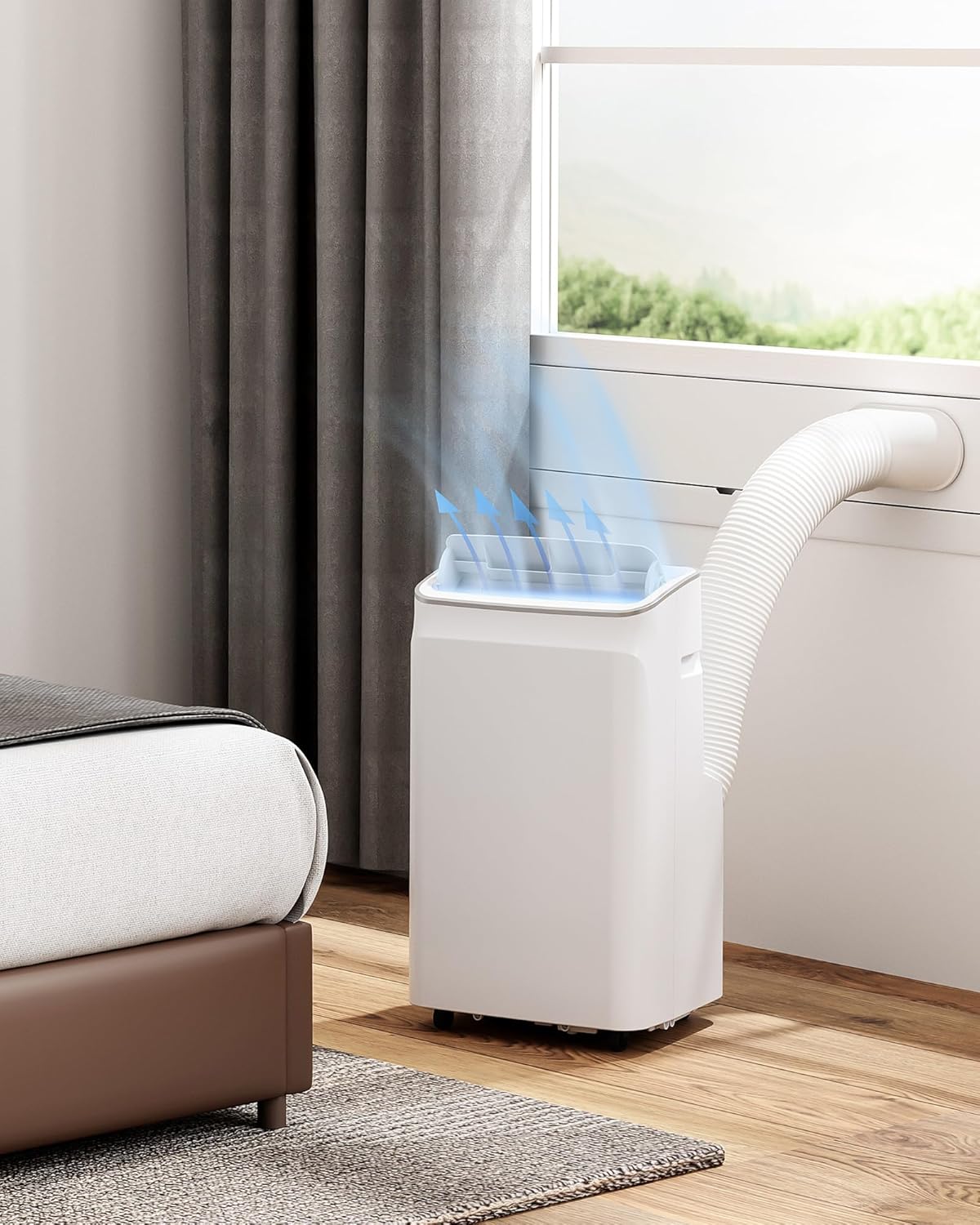 12,000 BTU Portable Air Conditioners, Portable AC With Remote for Room to 400 sq. ft, 4 in 1 Air Conditioner With Fan/Dehumidification/Sleep Mode/Timer and Installation Kit, White