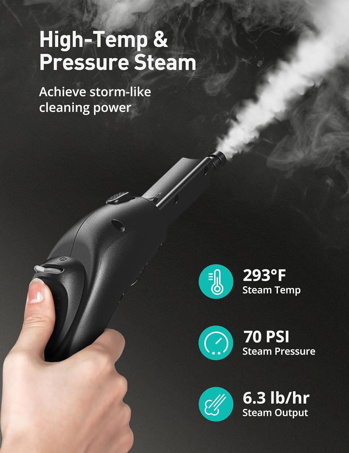 Steam Cleaner, 293°F 58 PSI Powerful Multipurpose Handheld Steam Mop for Home Use, 21 Attachments, 50Oz Capacity, Heavy Duty Steamer for Carpets, Floors, Cars, Tiles, Crack Cleaning, White