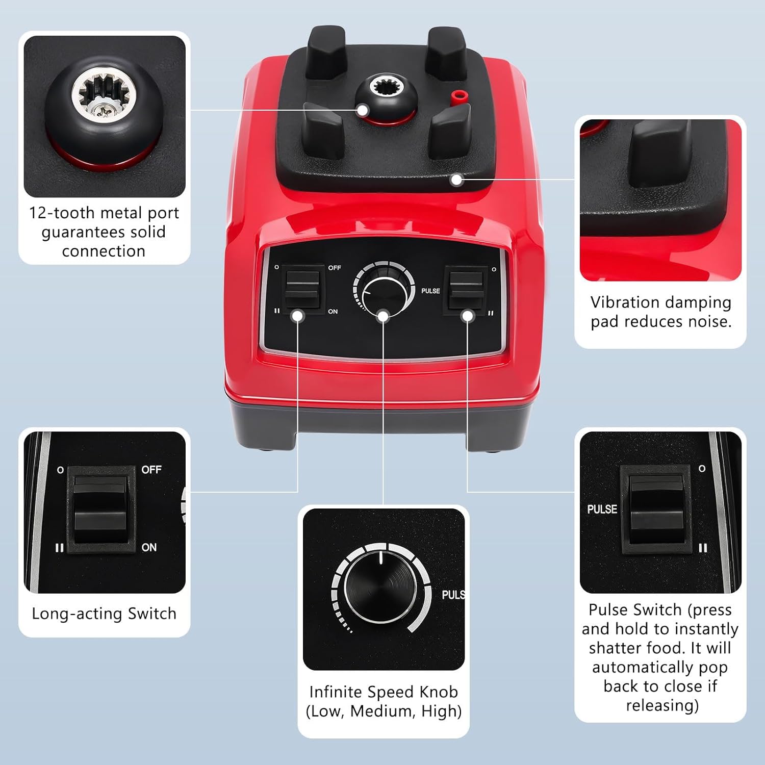 Professional Smoothie Blender, 2200W Electric Blender with 6-edge Blade, 68oz BPA Free Jar, Small Smoothie Blender with Low Noise, for Milkshakes Smoothies Sauces Fresh Juices