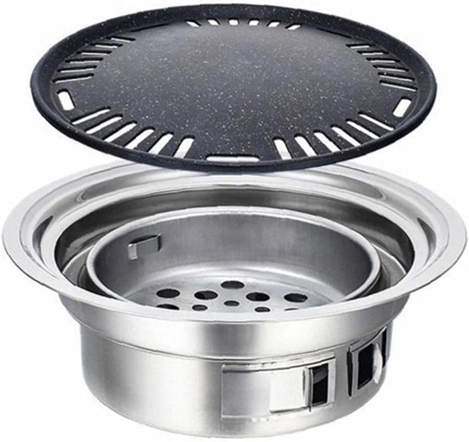 Charcoal Barbecue Grill Round Portable Household Camping Grill Stove with Barbecue Net,Outdoor Barbecue Tools