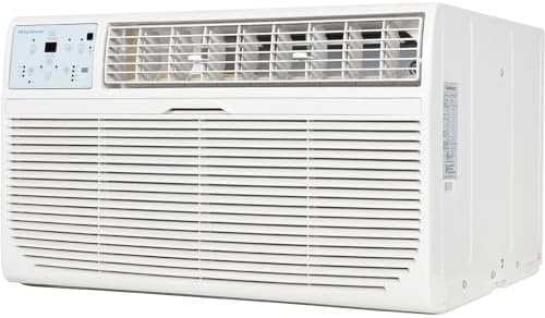 Keystone 10,000 BTU Wall Mounted Air Conditioner with Supplemental Heat and Dehumidifier, 230V, Wall AC with Remote Control for Small and Medium Sized Rooms up to 450 Sq.Ft., Quiet, High Efficiency AC