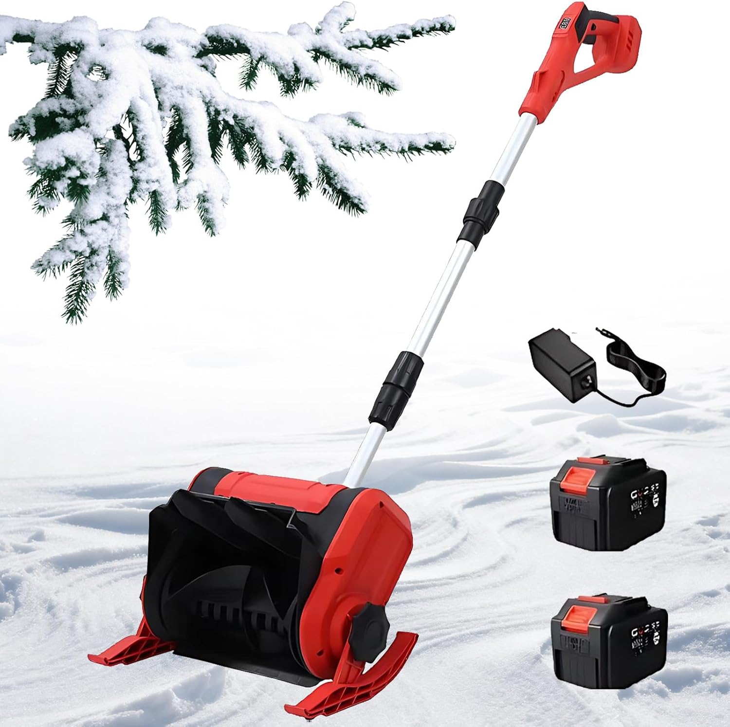 Cordless Snow Shovel, 20V | 13-Inch | 1200W Brushless Cordless Snow Blower, Battery Snow Blower with 2 * 4.0Ah Battery & Quick Charger, for Driveway, Sidewalk, Patio