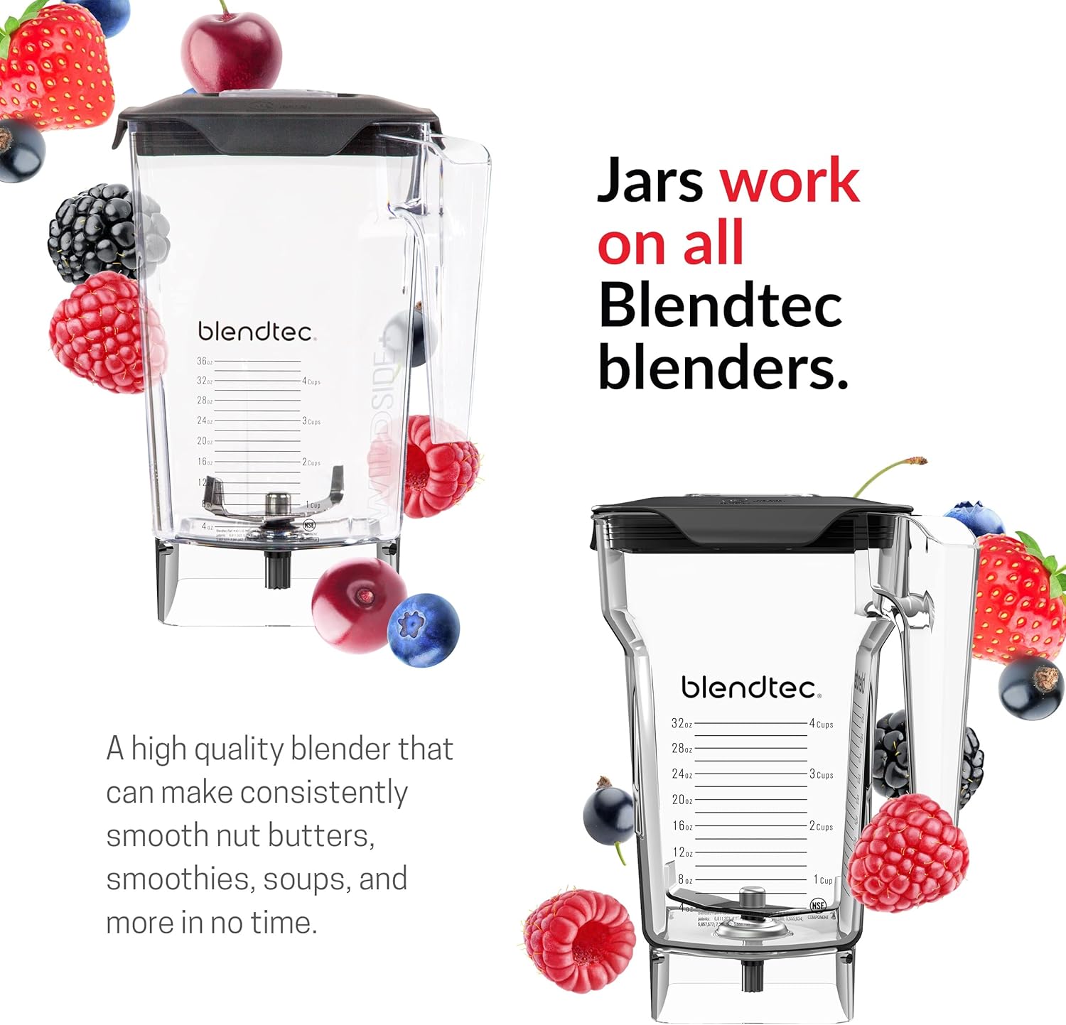 Blendtec Classic 575 Blender- WildSide+ Jar (90oz) and Four Side Jar (75oz) BUNDLE- 4 Pre-programmed Cycles-5-Speeds - Professional-Grade Power-Self-Cleaning - Poppy Red (C575A2319A-AMAZON)