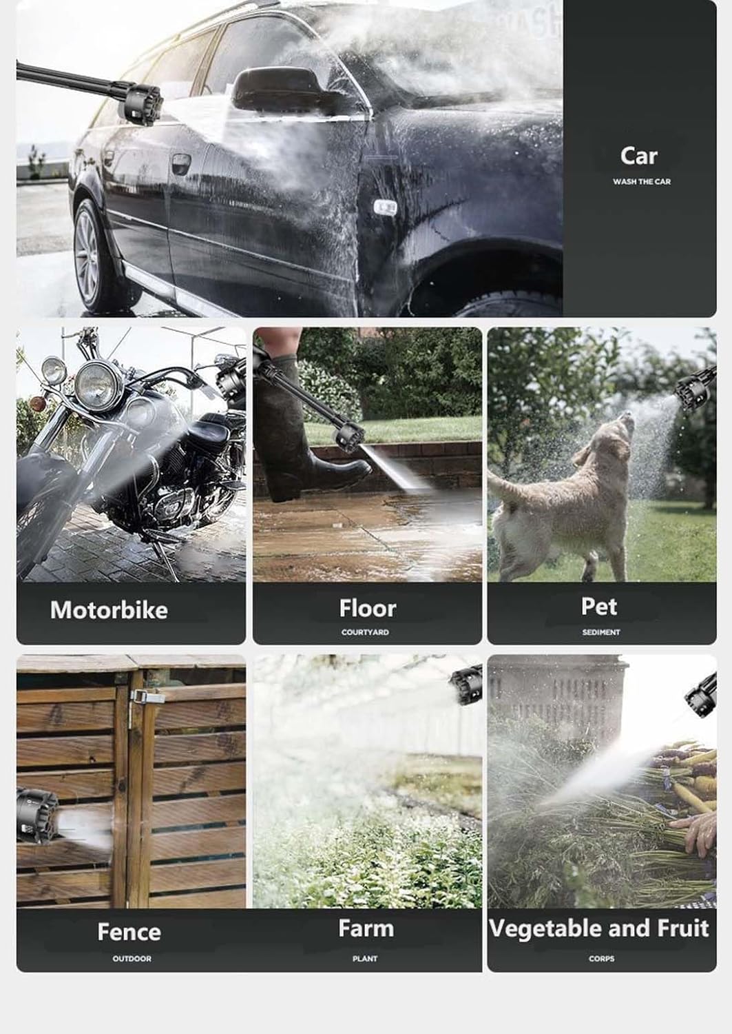 Cordless Pressure Washer, 30Bar Battery Powered with 3 Spray Modes and Accessories, Handheld Electric Power Washers for Cars/Fences/Driveways/Patios/Home Cleaning (Brushless)