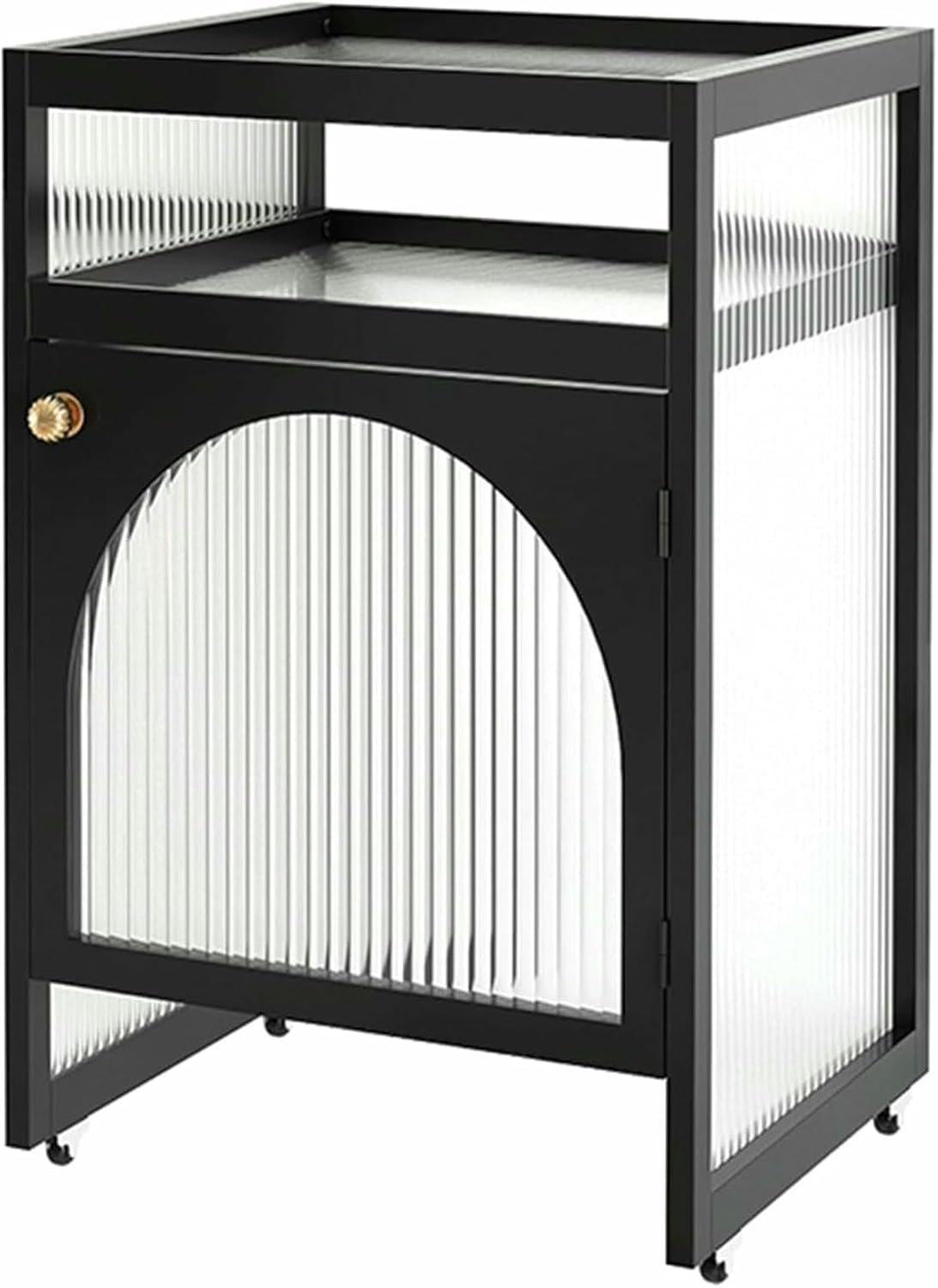 Vacuum Storage Cabinet Side Table, Metal Floor Sweeper Hidden Storage Rack, Freestanding Rack for Home Office and Living Room