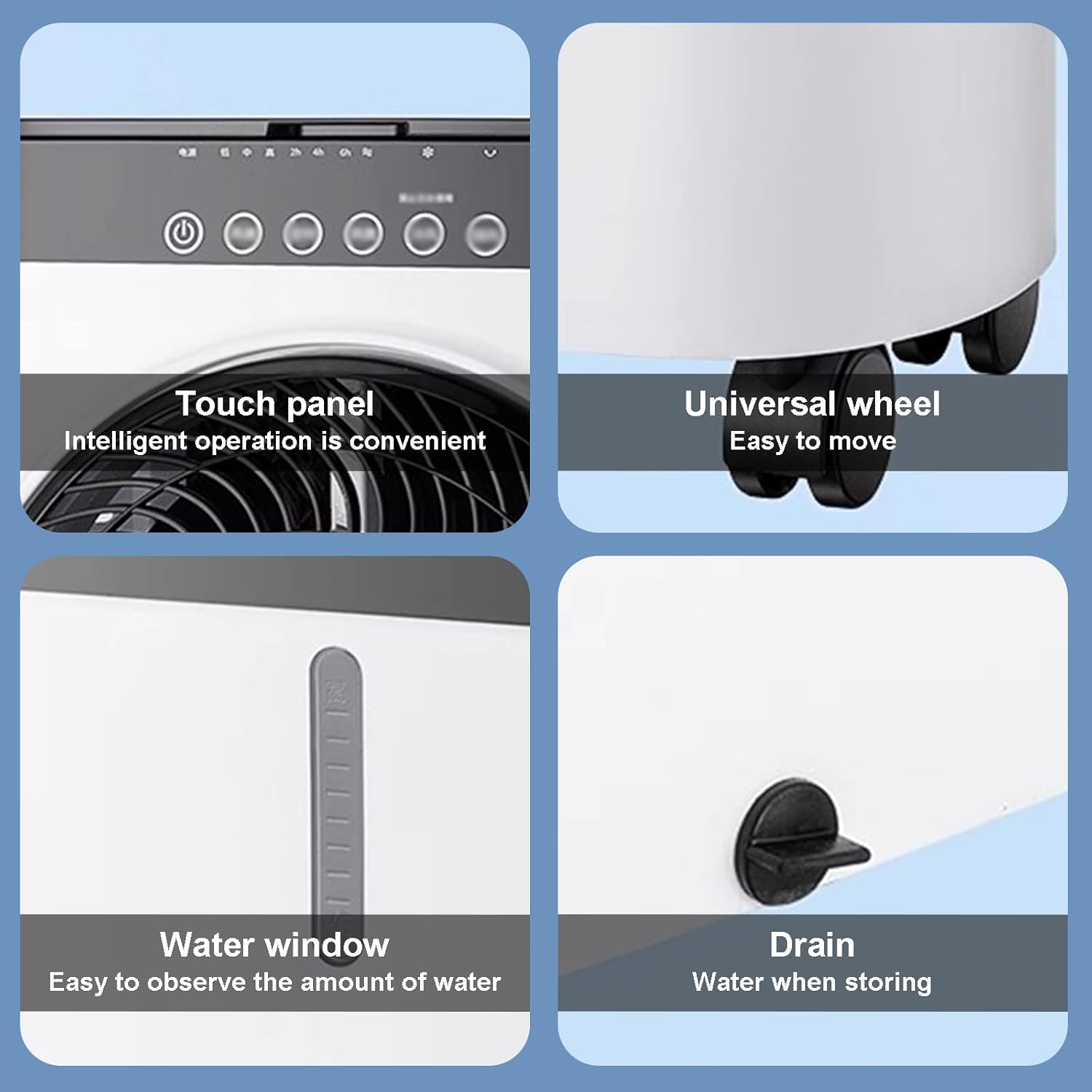 Portable Air Conditioner, Portable AC Unit, Portable AC Unit with Remote Control for Room up to 300 Sq.Ft, Home Room-White-L36*W20*H95cm