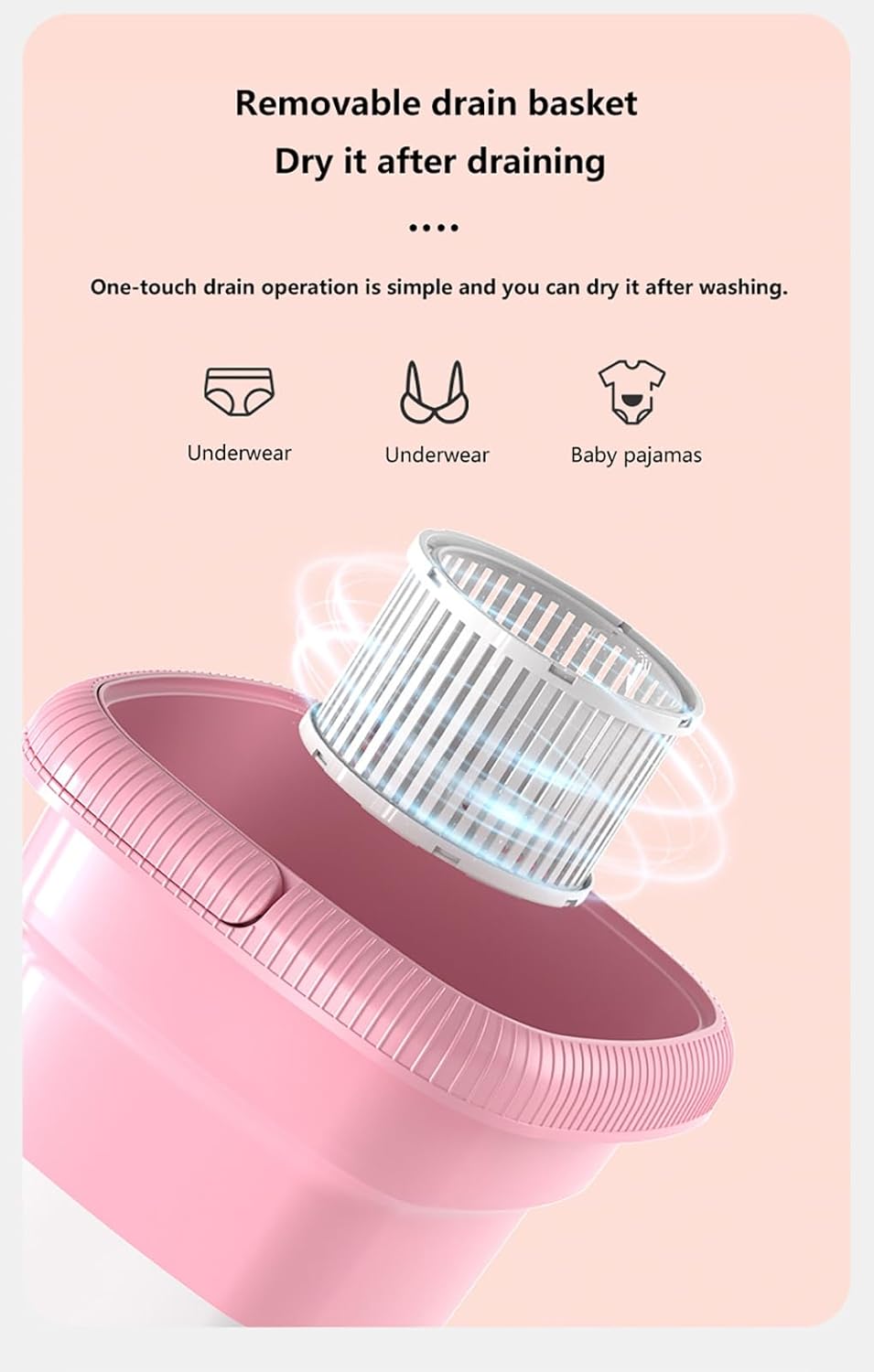 Portable Folding Washing Machine, Mini Portable Washer with Spin Dryer, Collapsible Laundry Machine for Travel & Apartments, Compact Washer for Baby Clothes & Delicates