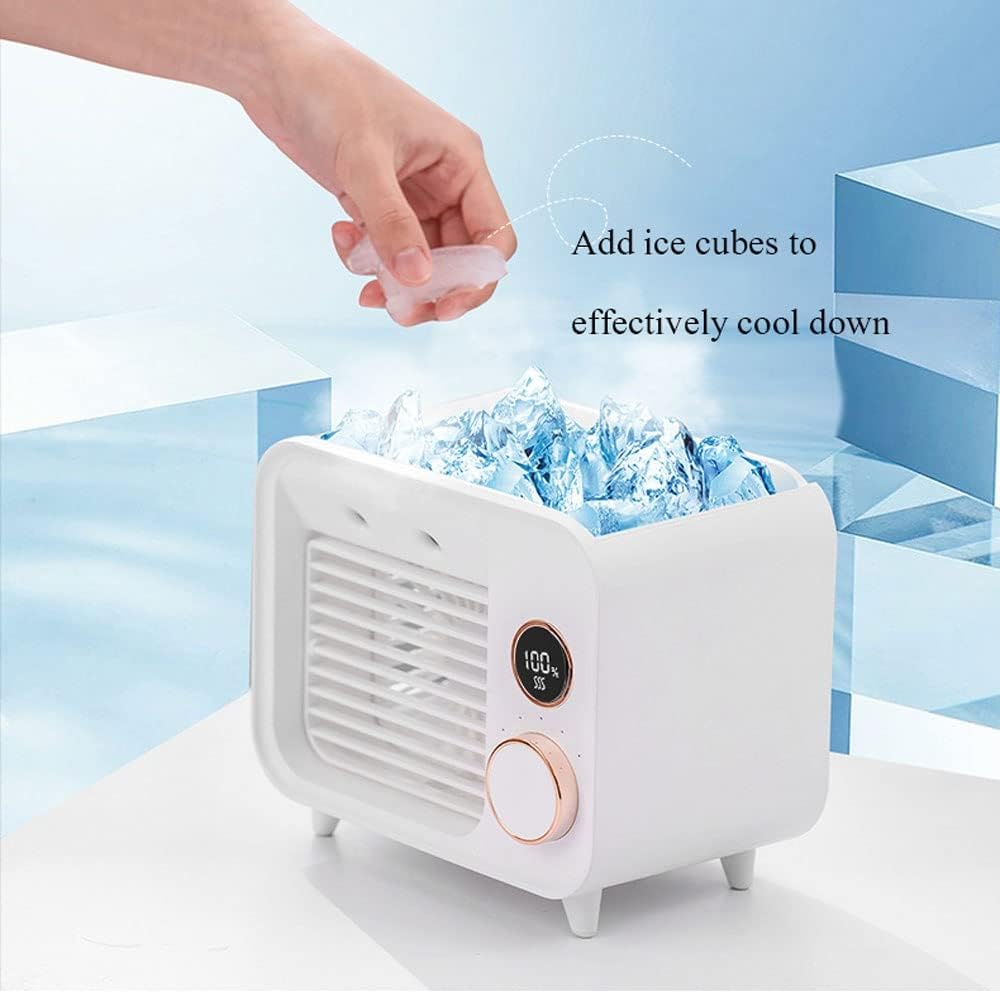 Portable Air Conditioner-2000mAh Rechargeable Personal Air Cooler with 5 Speeds, Quiet Mini Air Conditioner Fan, Desk Cooling Fan for Home, Bedroom, Travel, and Office (Color : Green)