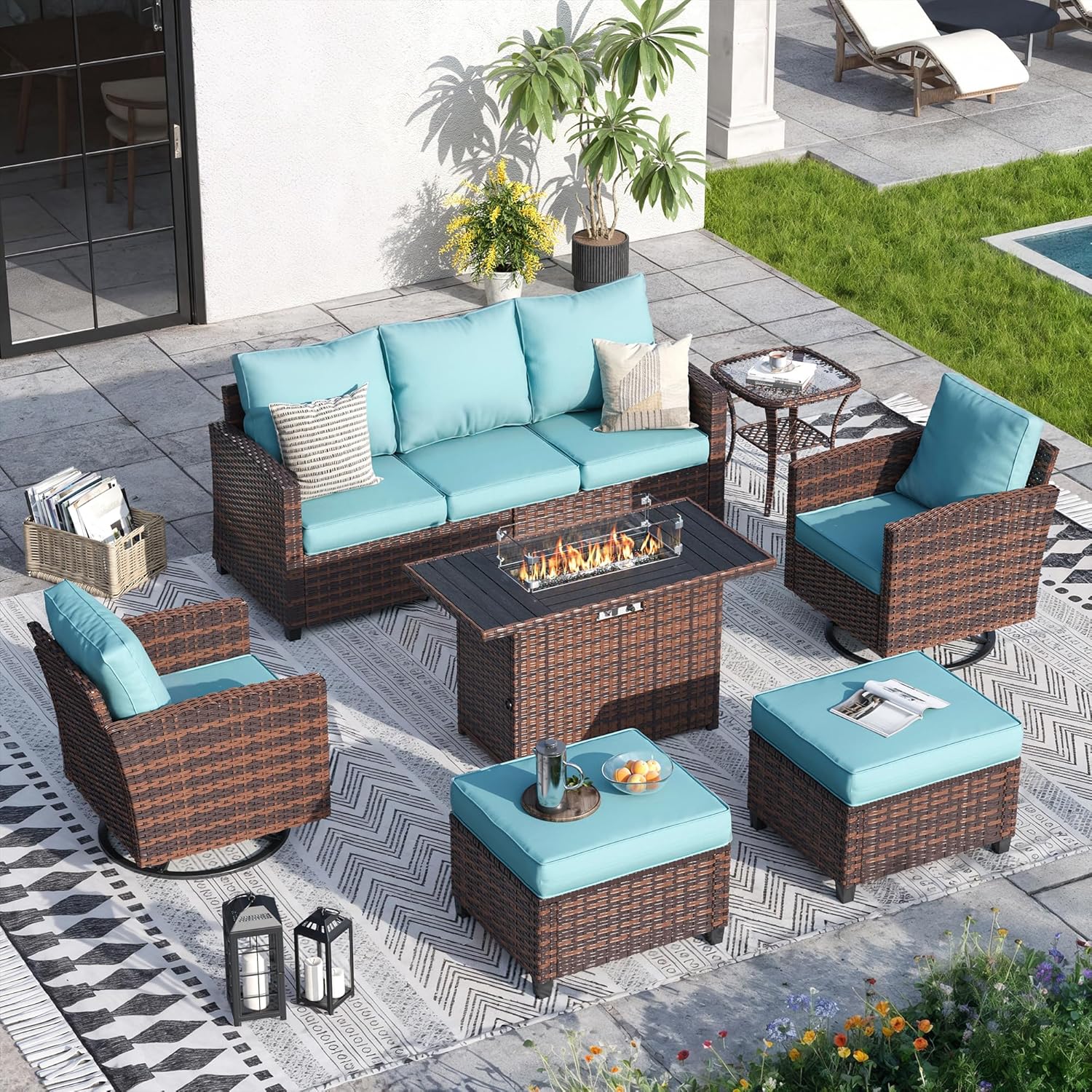 7 Pieces Patio Furniture Set with 44