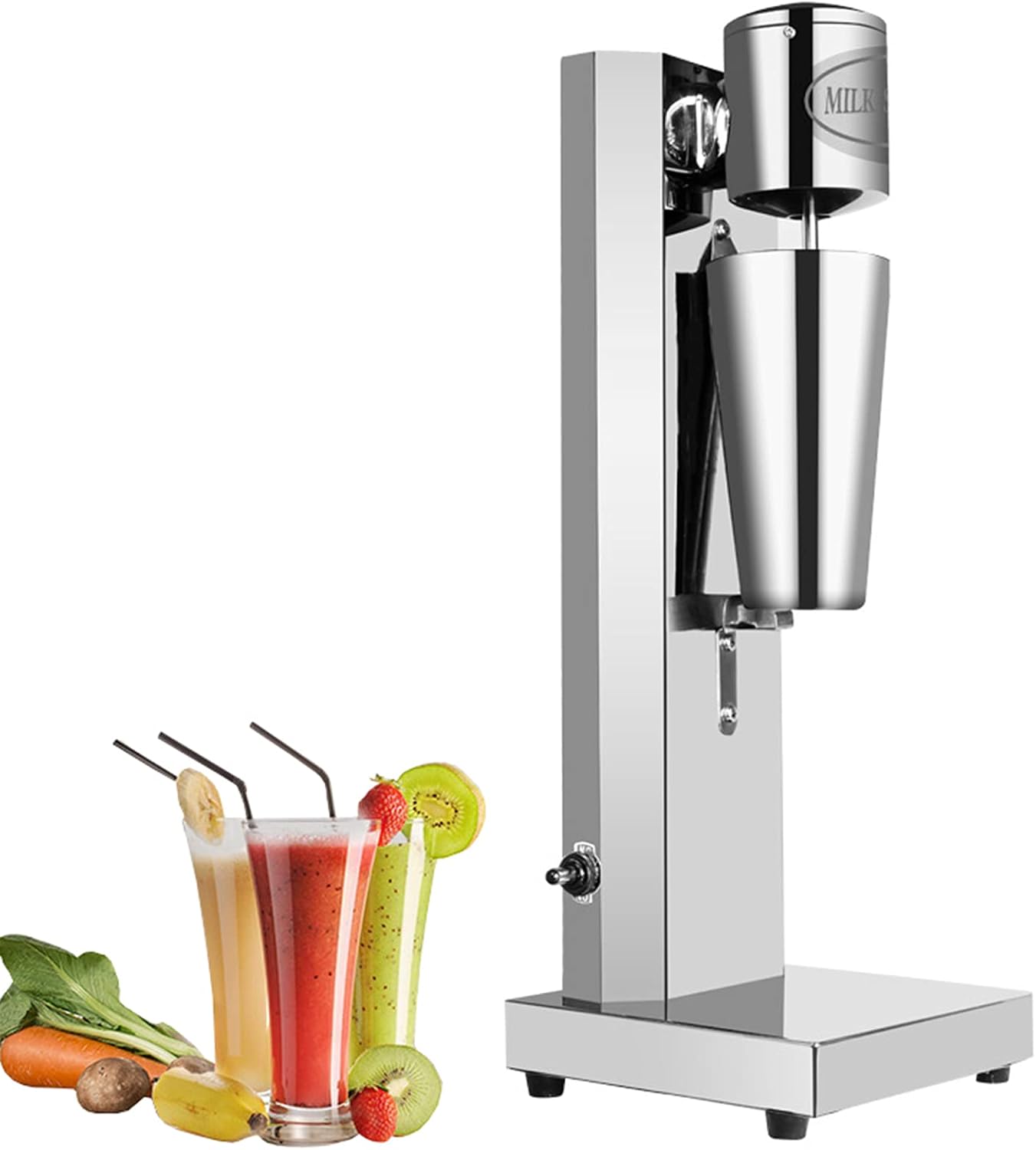 180W Milkshake Machine Commercial Stainless Steel Electric Milk Shake Maker Drink Mixer 2-Speed Smoothie Milk Ice Cream Blender with 800ML Cup (Single Head)